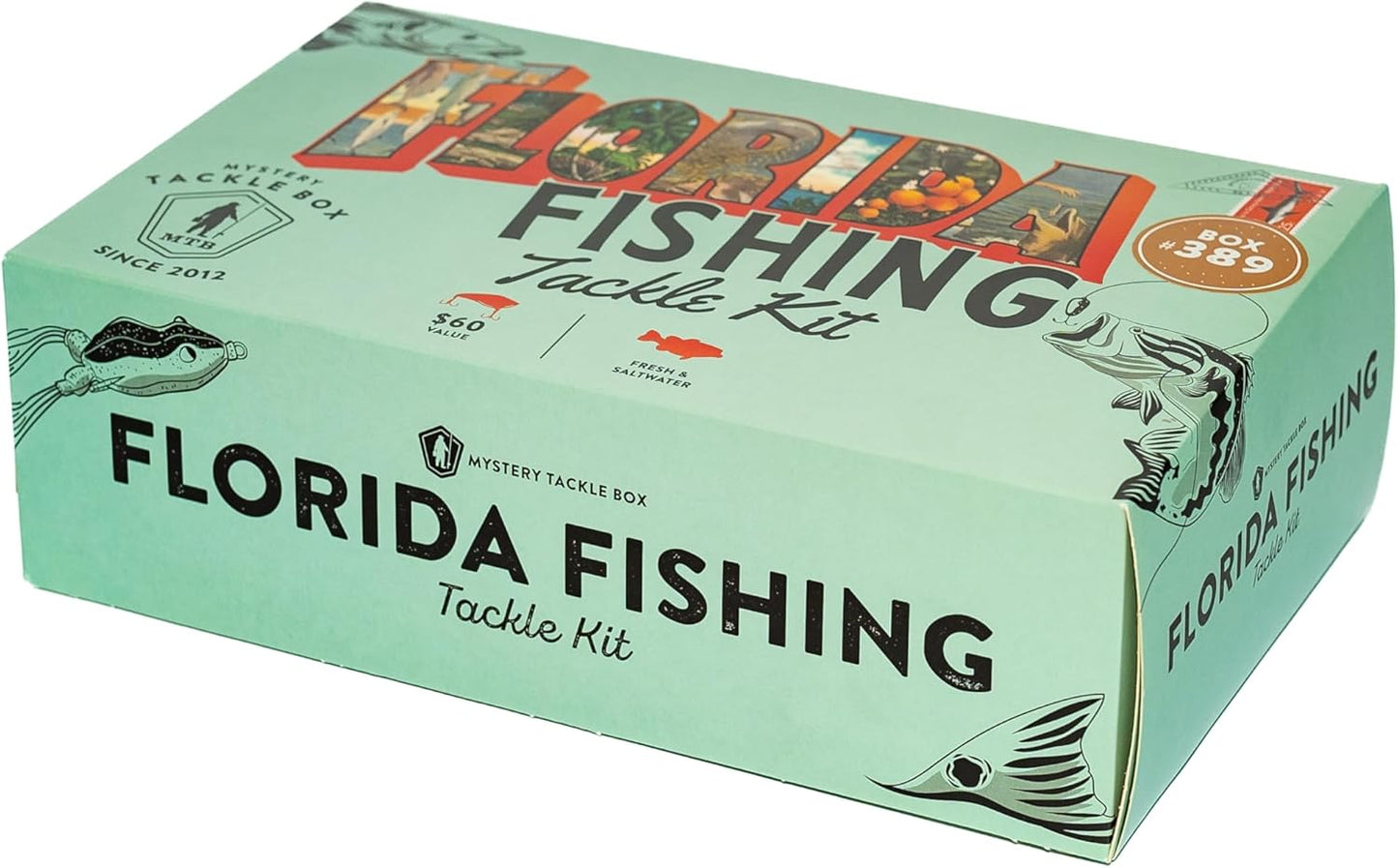 Mystery Tackle Box Florida Elite Fishing Kit – 7-9 Freshwater & Inshore Saltwater Baits for Bass, Snook, Redfish & More – Includes Exclusive Florida Decal