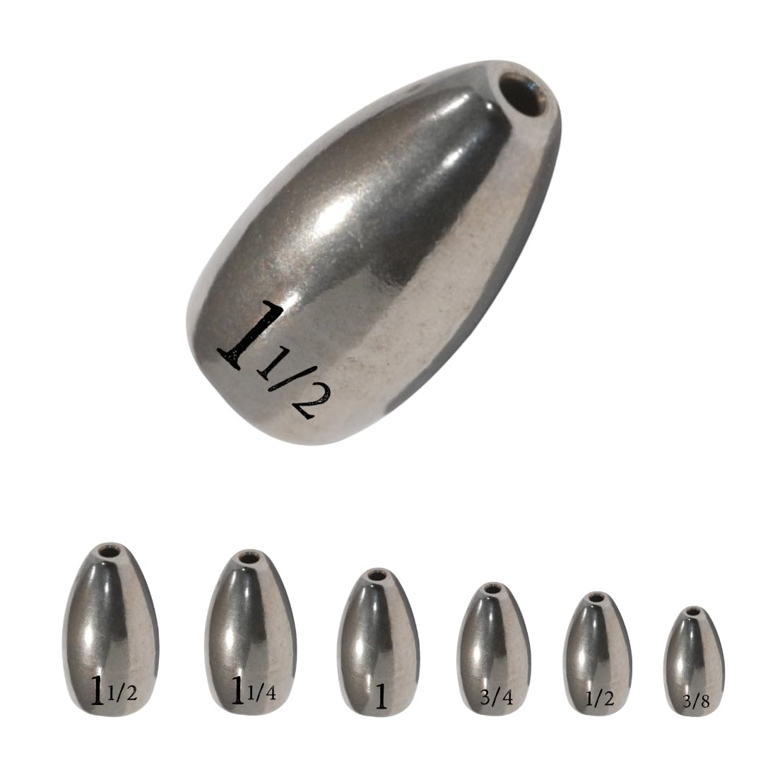 Reaction Tackle Tungsten Flipping Weights for Bass Fishing - Sinkers for Punching Through Heavy Cover- Fresh and Saltwater - Used for Texas and Carolina Rigs - Size Stamped on All Weights