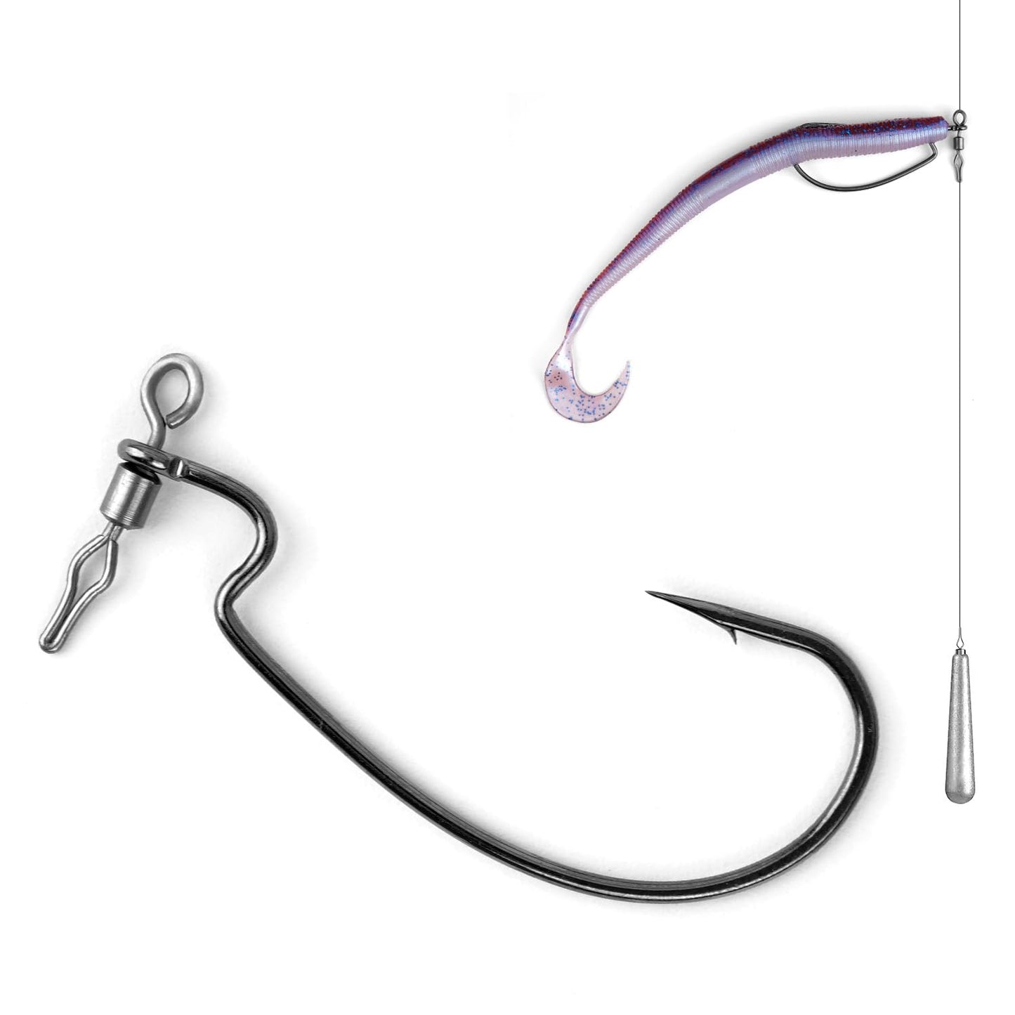 30PCS Swivel Drop Shot Hooks - Quick-Clip Design, Easy Dropshot Rigging for Bass Fishing 2# 1# 1/0 2/0 3/0 4/0