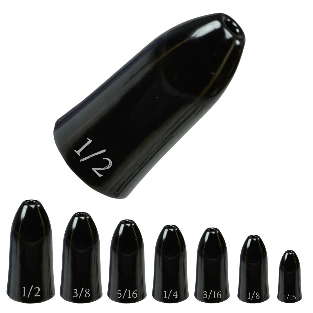 Reaction Tackle Tungsten Worm Weights for Bass Fishing - Bullet Shaped Sinkers/Fishing Weights - for Texas Rig and Carolina Rig/Size Stamped