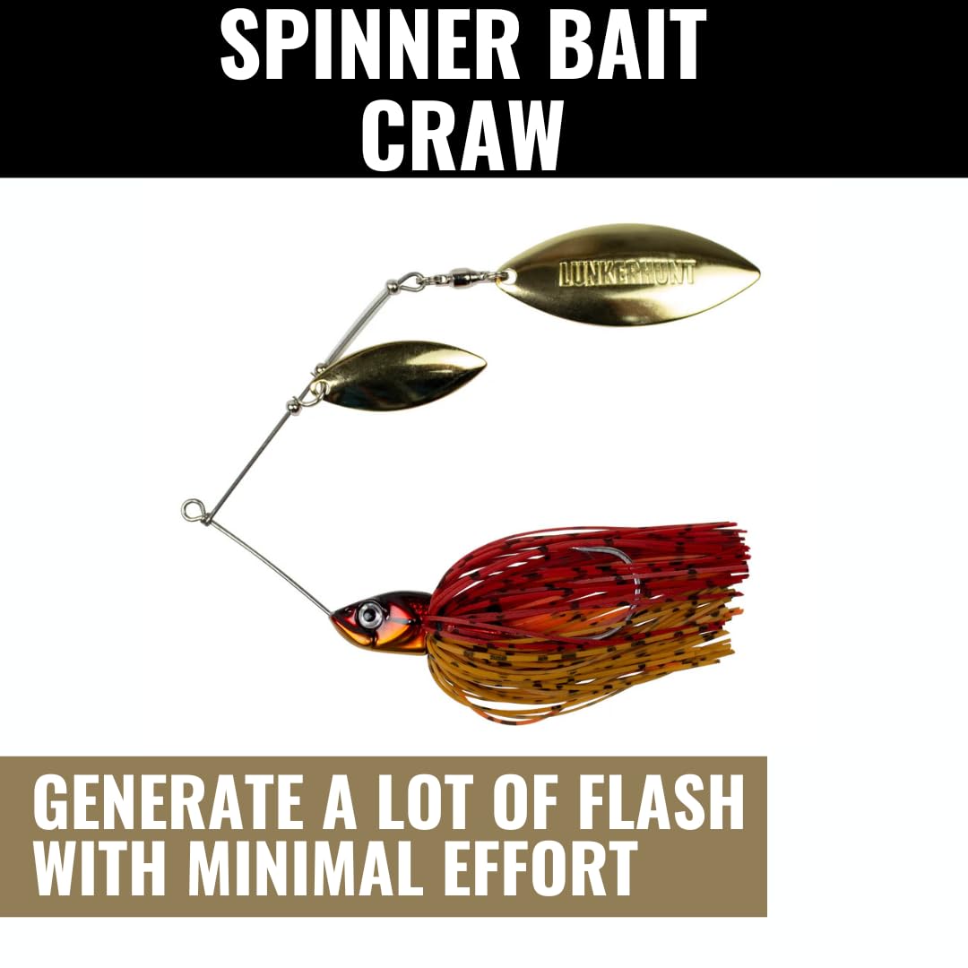 Lunkerhunt Impact Ignite | Spinnerbaits with 2 Willow Leaf Blades | Sink Fast Fishing Lure for Bass and Trout | Silicon Skirt, Swim Jig Saltwater and Deep Water Fishing Bait