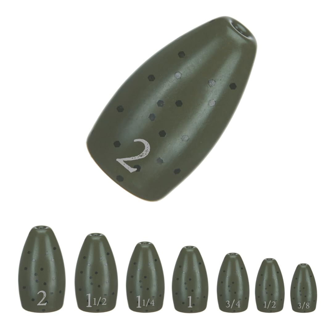 Reaction Tackle Tungsten Flipping Weights for Bass Fishing - Sinkers for Punching Through Heavy Cover- Fresh and Saltwater - Used for Texas and Carolina Rigs - Size Stamped on All Weights