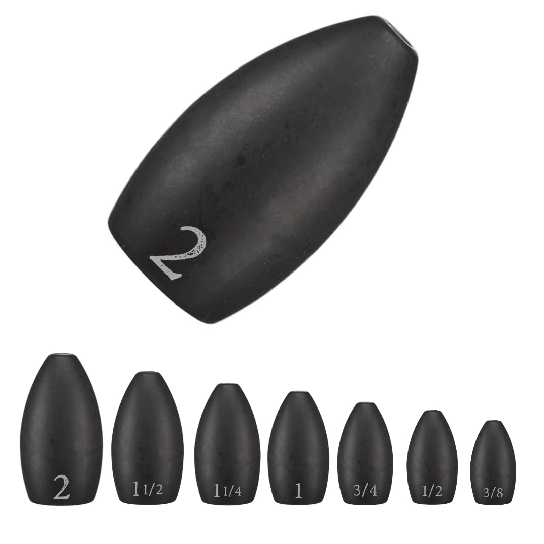 Reaction Tackle Tungsten Flipping Weights for Bass Fishing - Sinkers for Punching Through Heavy Cover- Fresh and Saltwater - Used for Texas and Carolina Rigs - Size Stamped on All Weights