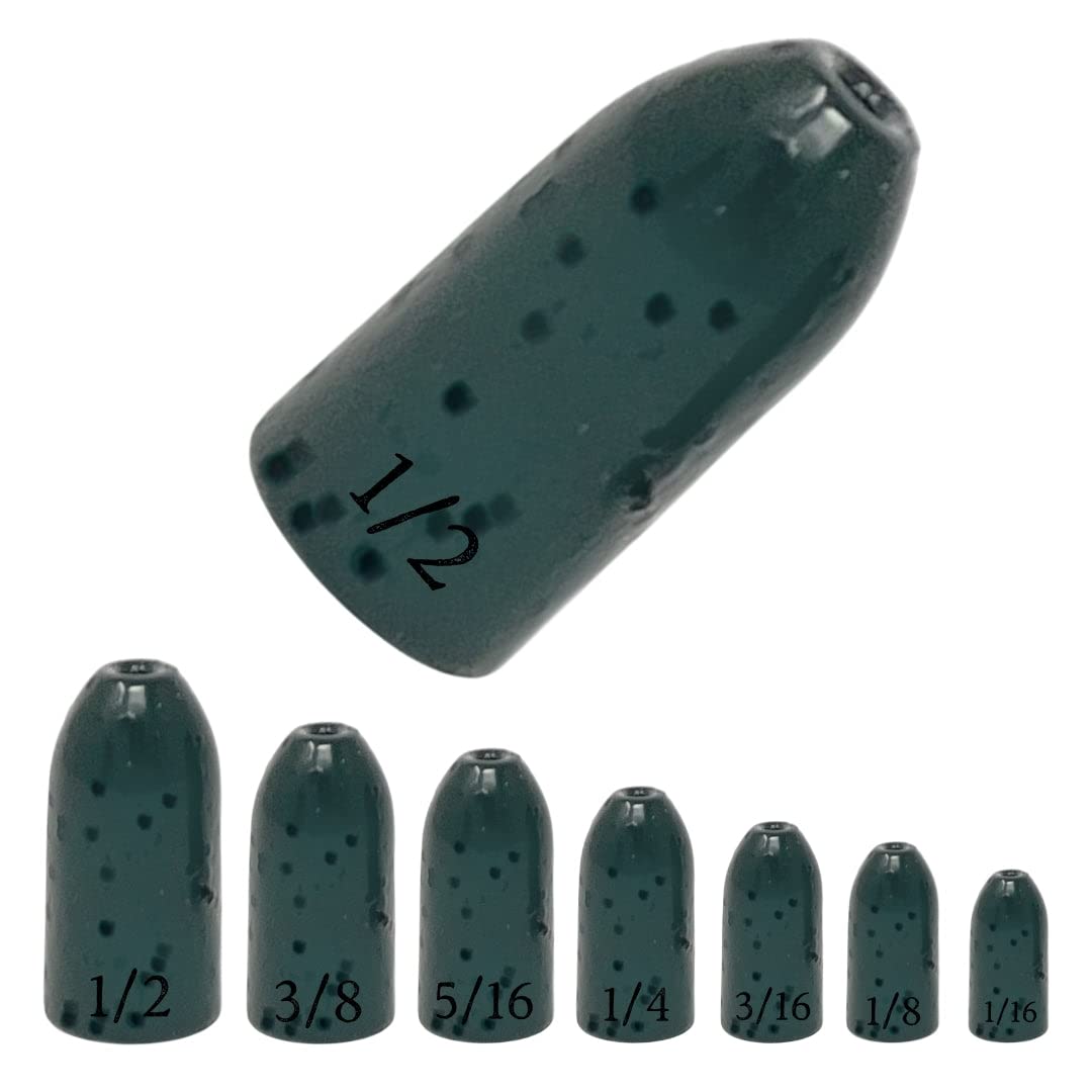 Reaction Tackle Tungsten Worm Weights for Bass Fishing - Bullet Shaped Sinkers/Fishing Weights - for Texas Rig and Carolina Rig/Size Stamped