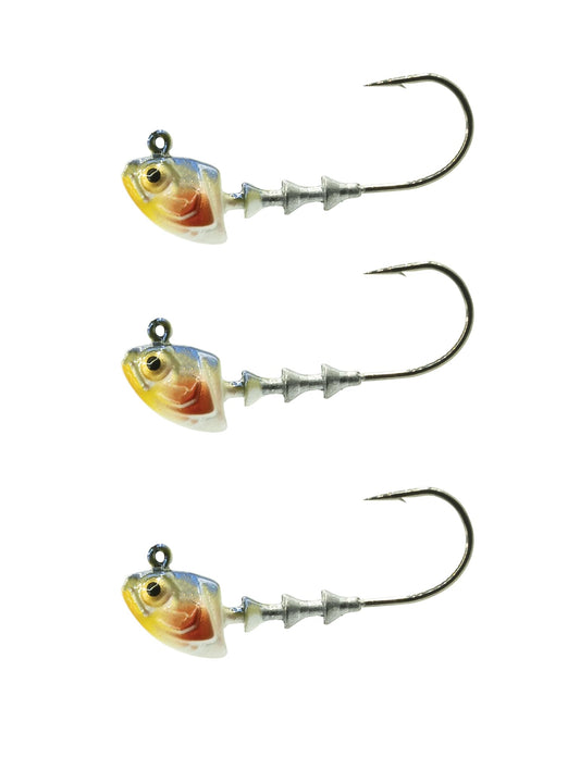 6th Sense – Finesse Jig Heads – 1/0 & 2/0 Hooks – 3D Head Design, 90-Degree Line Tie for Optimal Action (3/pk)