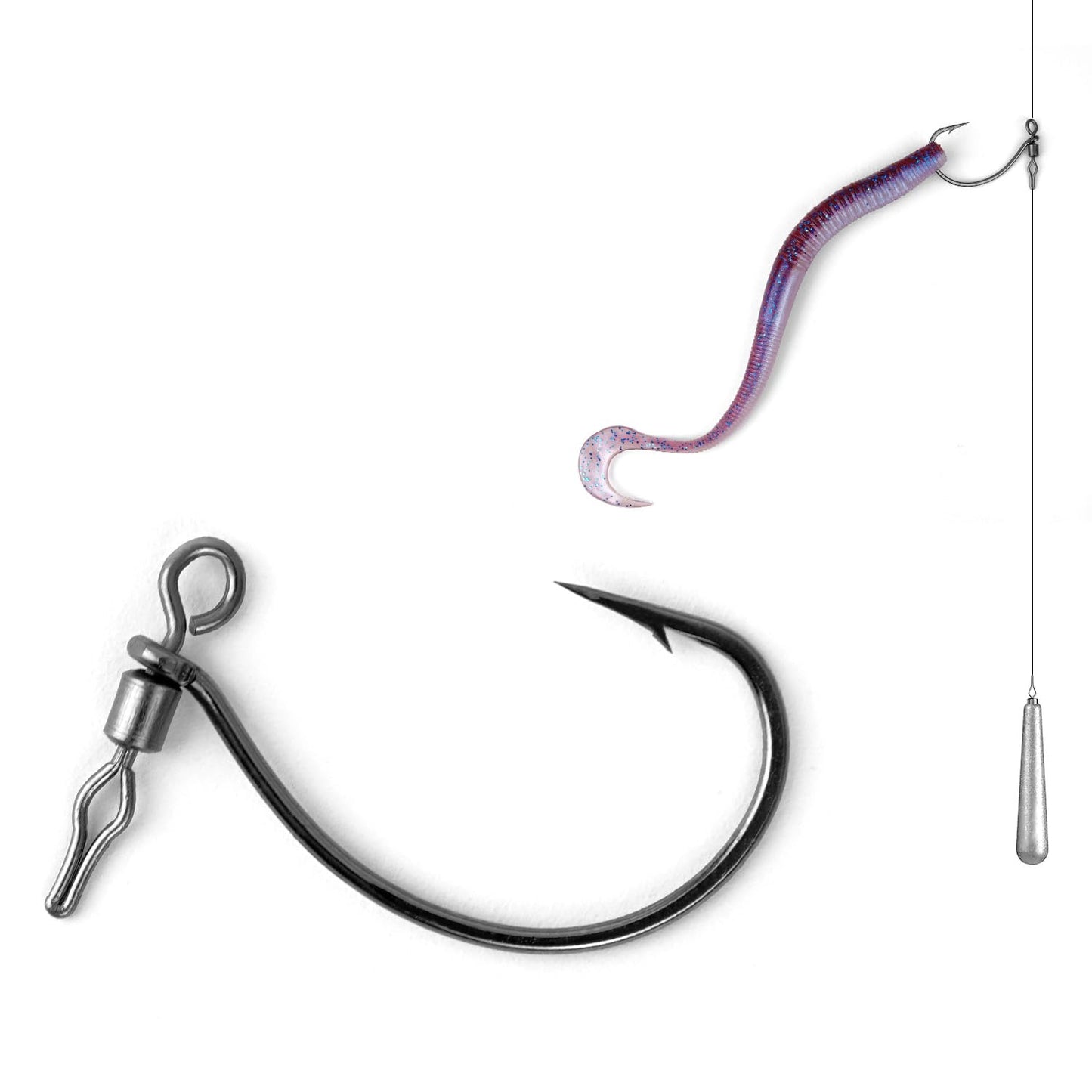 30PCS Swivel Drop Shot Hooks - Quick-Clip Design, Easy Dropshot Rigging for Bass Fishing 2# 1# 1/0 2/0 3/0 4/0