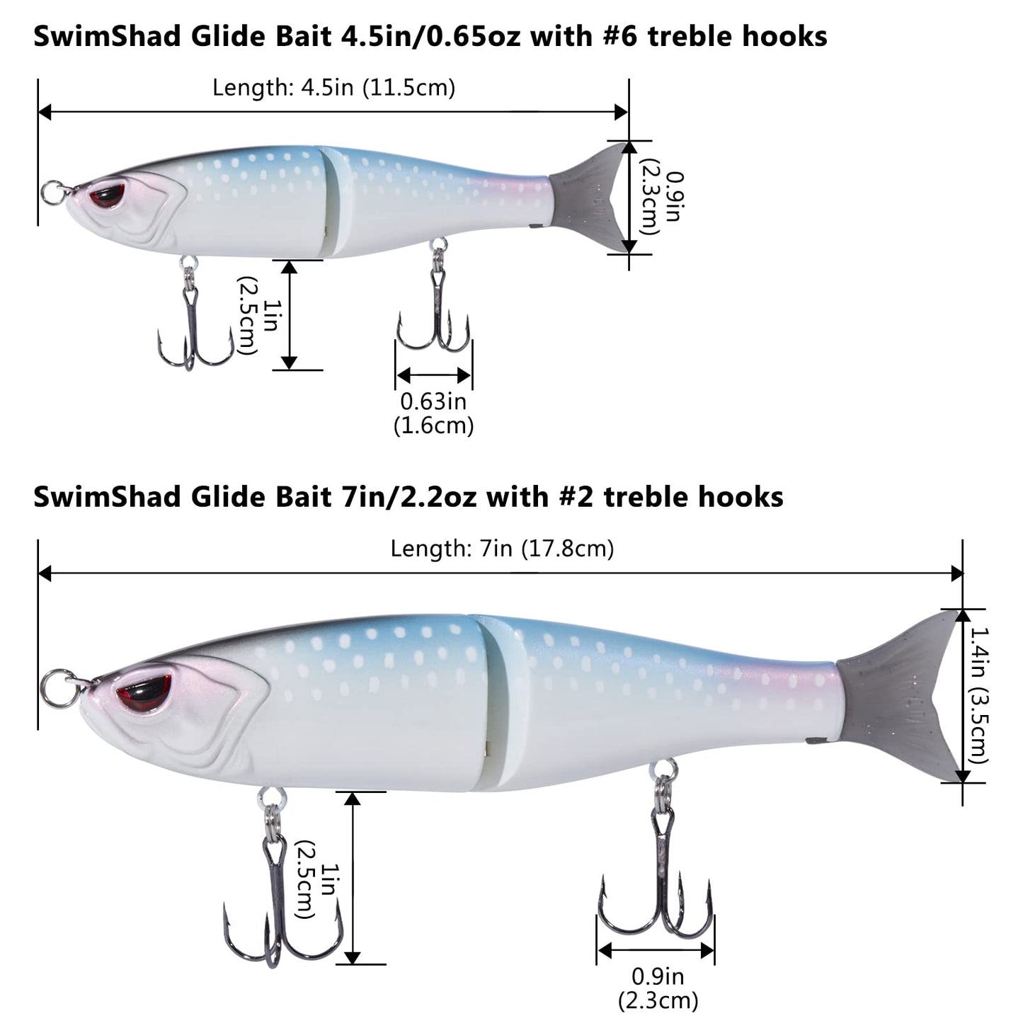 Bassdash SwimShad Glide Baits Jointed Swimbait Bass Pike Salmon Trout Muskie Fishing Lure