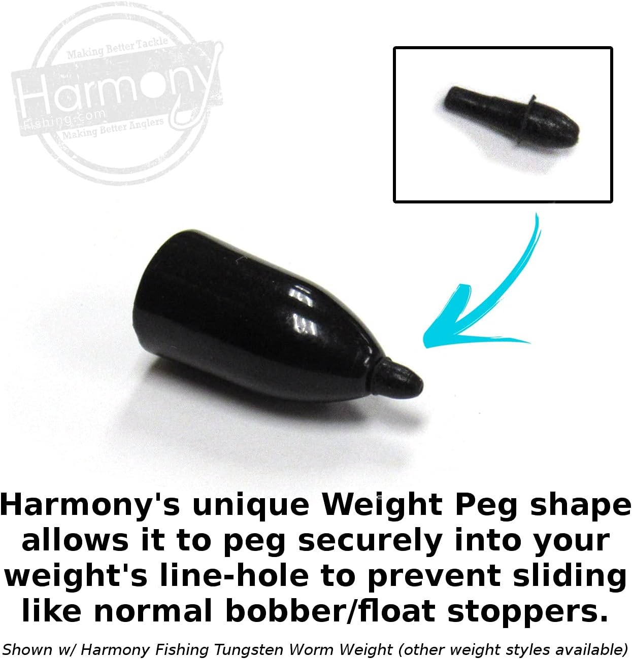 Harmony Fishing - Weight Pegs for Lead or Tungsten Worm/Flipping Weights (8 Pack = 80 Pegs)