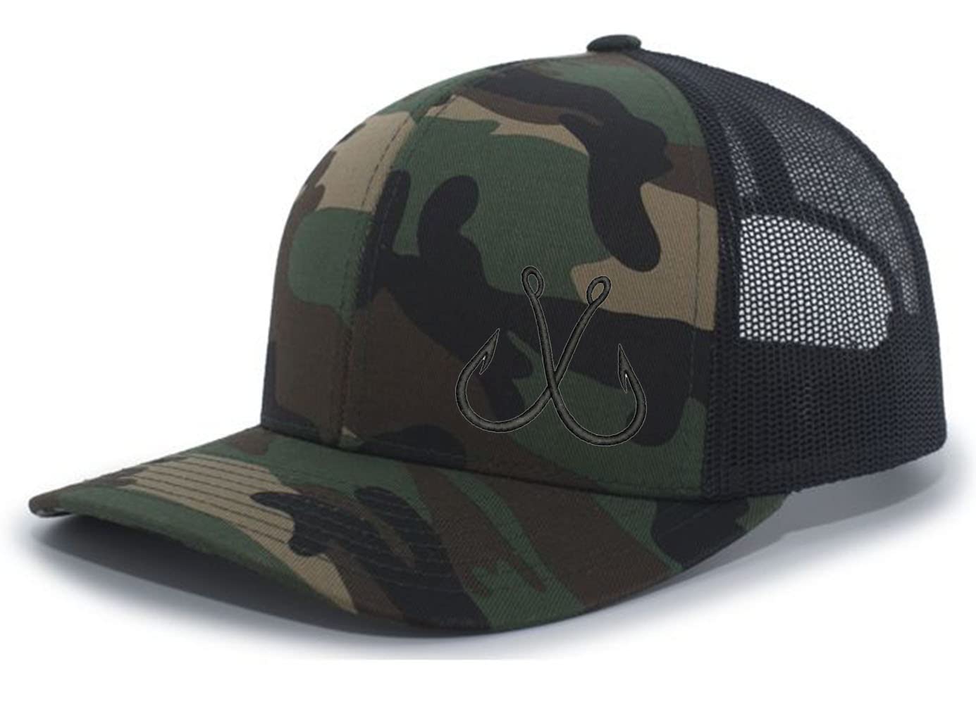 Heritage Pride Fishing Hook Outdoors Mens Embroidered Mesh Back Trucker Hat Baseball Cap