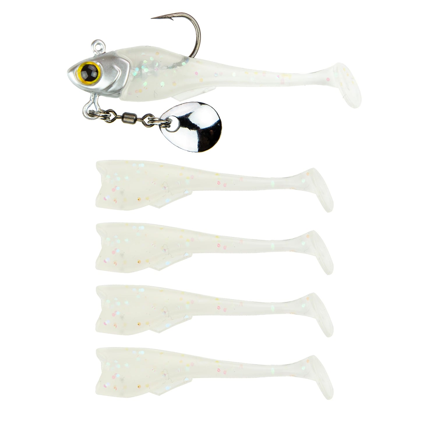 6th Sense – Pecos Underspin – Realistic Baitfish Imitator with 3D Eyes, Seamless Swimbait Integration, Premium Spinner, and Super Sharp Hook – Crappie Fishing Lure (5/pk)