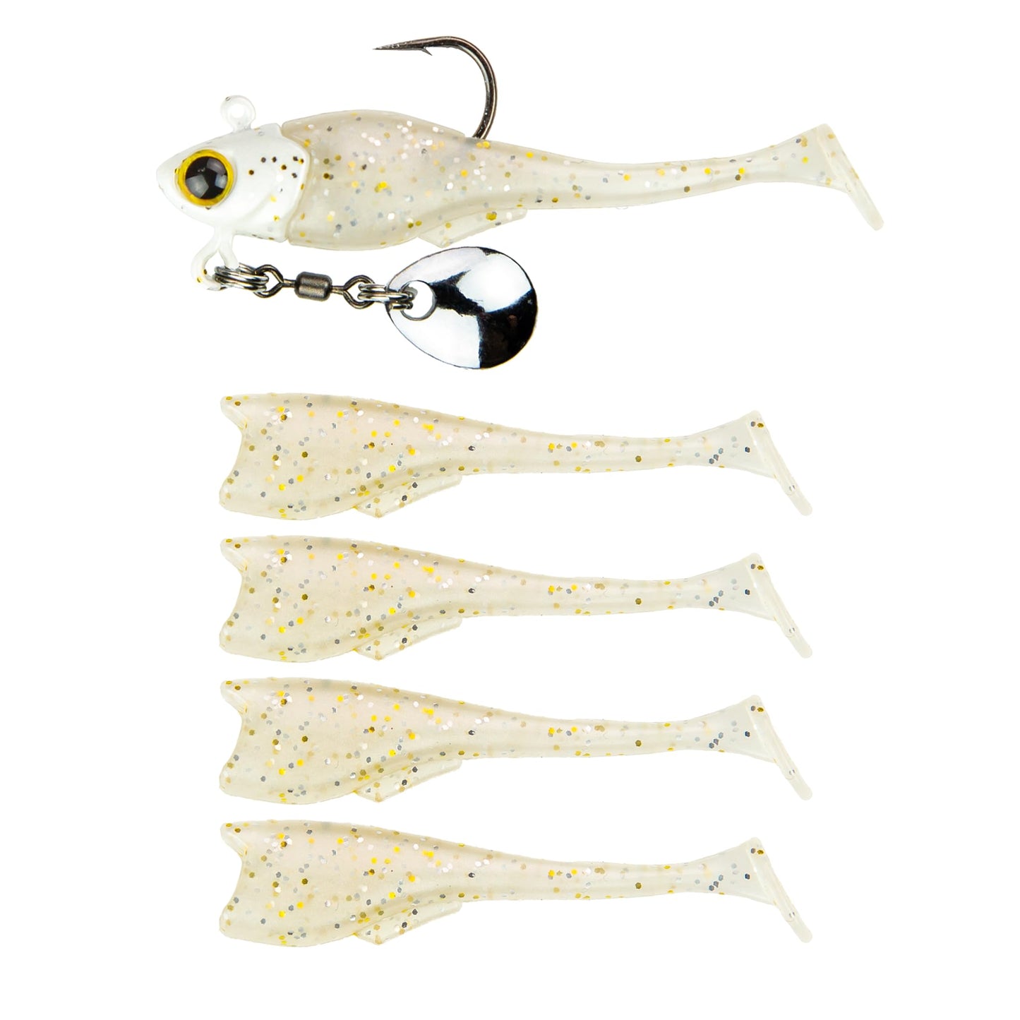 6th Sense – Pecos Underspin – Realistic Baitfish Imitator with 3D Eyes, Seamless Swimbait Integration, Premium Spinner, and Super Sharp Hook – Crappie Fishing Lure (5/pk)