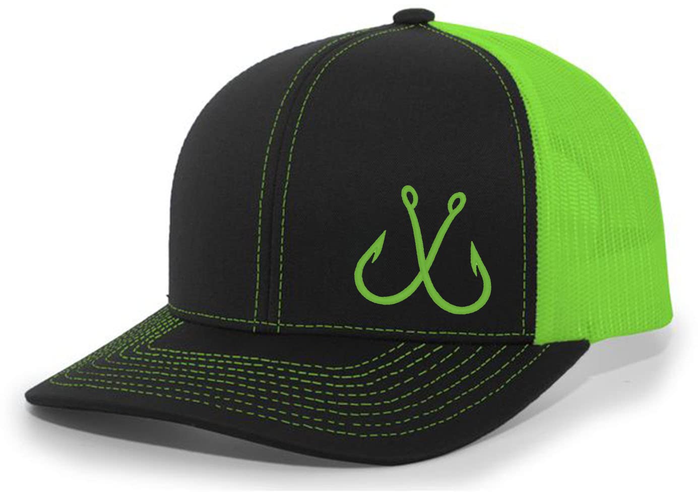 Heritage Pride Fishing Hook Outdoors Mens Embroidered Mesh Back Trucker Hat Baseball Cap