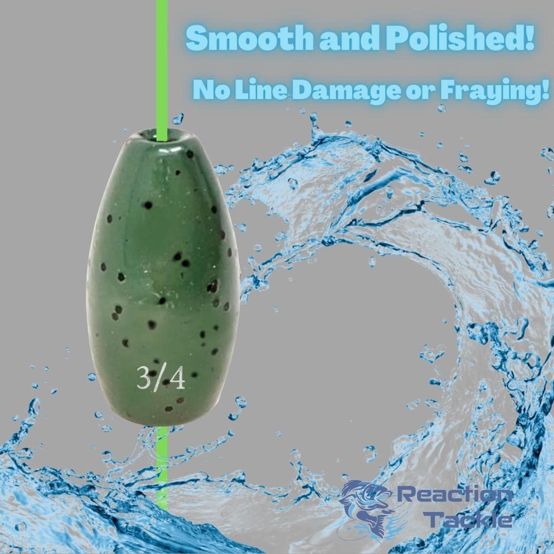 Reaction Tackle Tungsten Flipping Weights for Bass Fishing - Sinkers for Punching Through Heavy Cover- Fresh and Saltwater - Used for Texas and Carolina Rigs - Size Stamped on All Weights