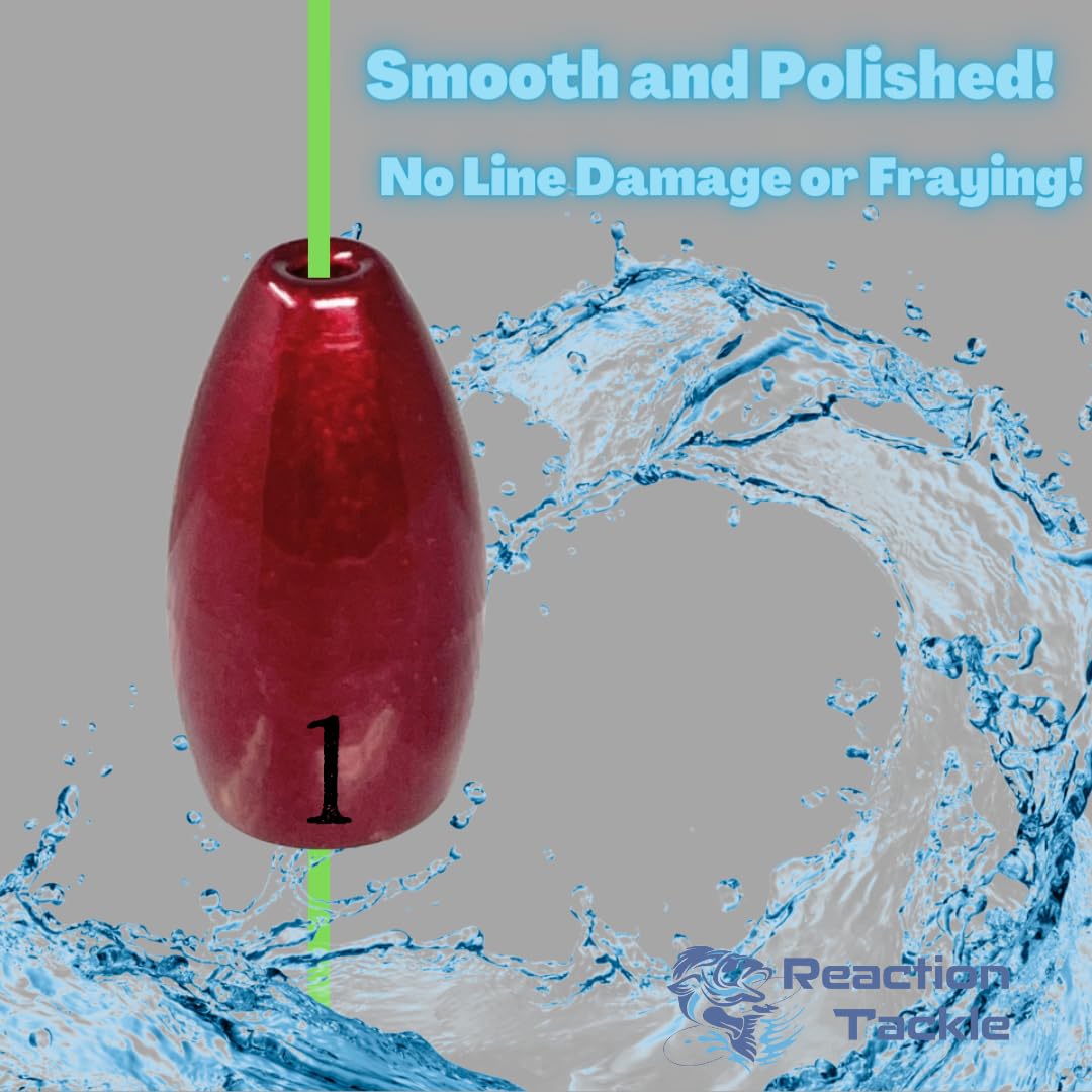 Reaction Tackle Tungsten Flipping Weights for Bass Fishing - Sinkers for Punching Through Heavy Cover- Fresh and Saltwater - Used for Texas and Carolina Rigs - Size Stamped on All Weights