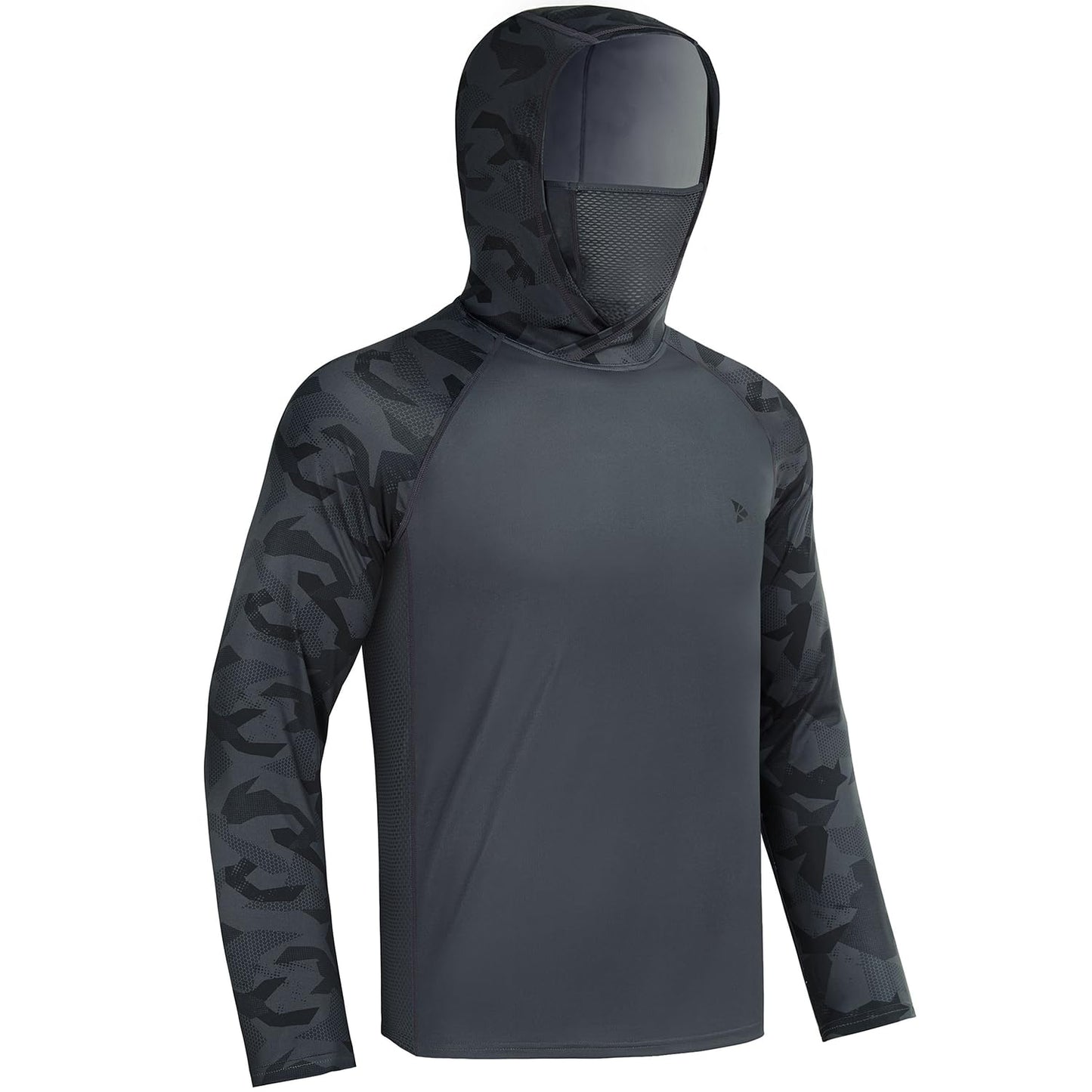 Rodeel UPF 50+ Men’s Long Sleeve Performance Fishing Hiking Shirt with Mask UV Neck Gaiter Hoodie