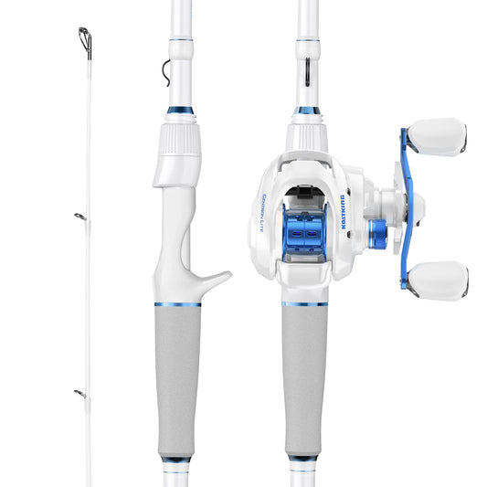 KastKing Centron Lite Fishing Rod and Reel Combo, IM6 Graphite 2Pc Blanks, Stainless Steel Guides with Ceramic Rings, Contoured EVA Handles & Fighting Butt, Split or Full Rear Handle Design, 13 Models