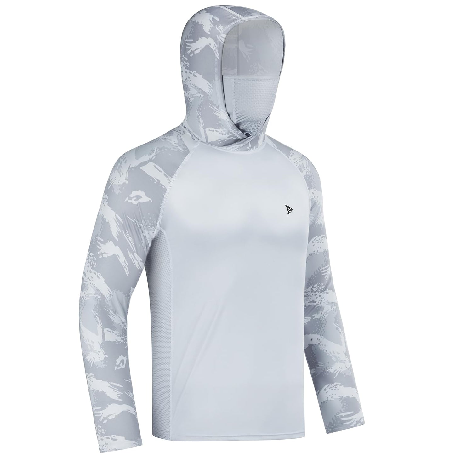 Rodeel UPF 50+ Men’s Long Sleeve Performance Fishing Hiking Shirt with Mask UV Neck Gaiter Hoodie