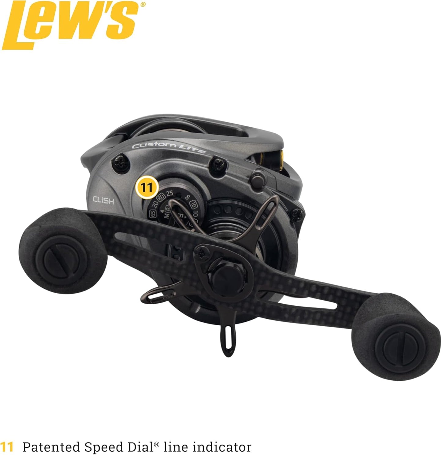 Lew’s Custom Lite SS Baitcast Fishing Reel, 10+1 Double Shielded Bearings, 7.5:1 Gear Ratio, Super Shallow 30 mm Spool, Tanso Tech Frame, Carbon Fiber Drag, Carbon Gray
