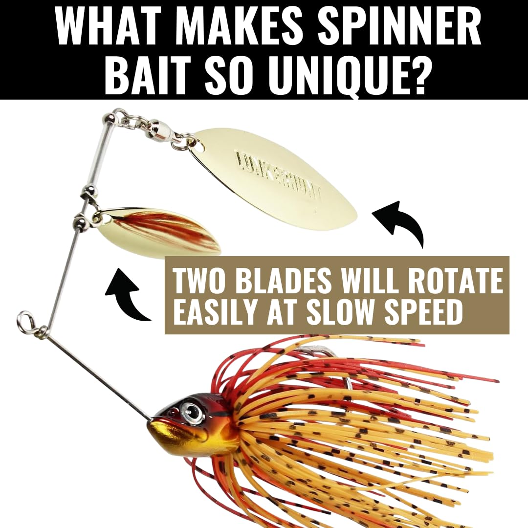 Lunkerhunt Impact Ignite | Spinnerbaits with 2 Willow Leaf Blades | Sink Fast Fishing Lure for Bass and Trout | Silicon Skirt, Swim Jig Saltwater and Deep Water Fishing Bait
