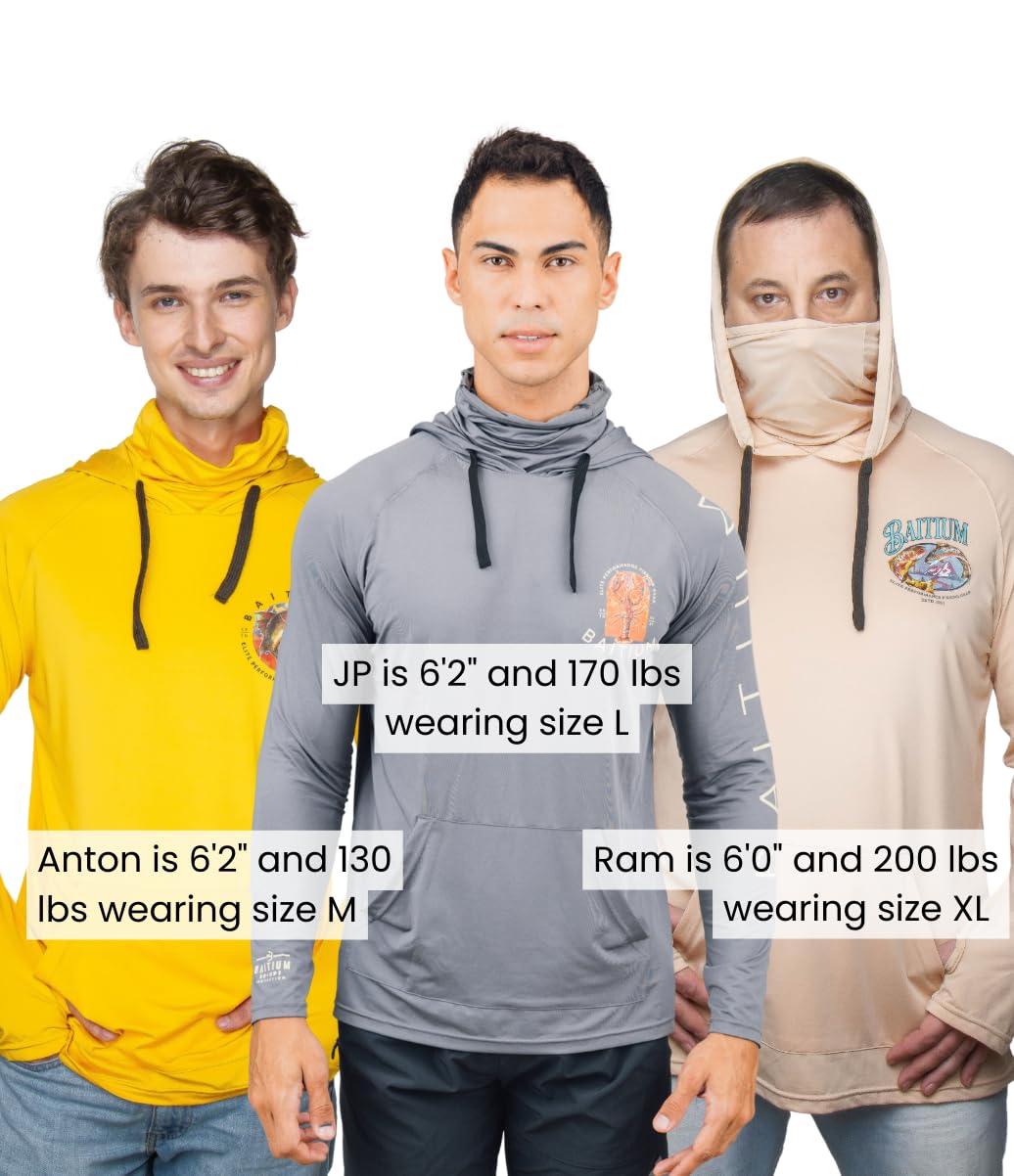 Fishing Shirts for Men,UPF50 Hooded Long Sleeve with Gaiter, Sun Protection Dry Fit Apparel, Face Mask, Fishing Clothes