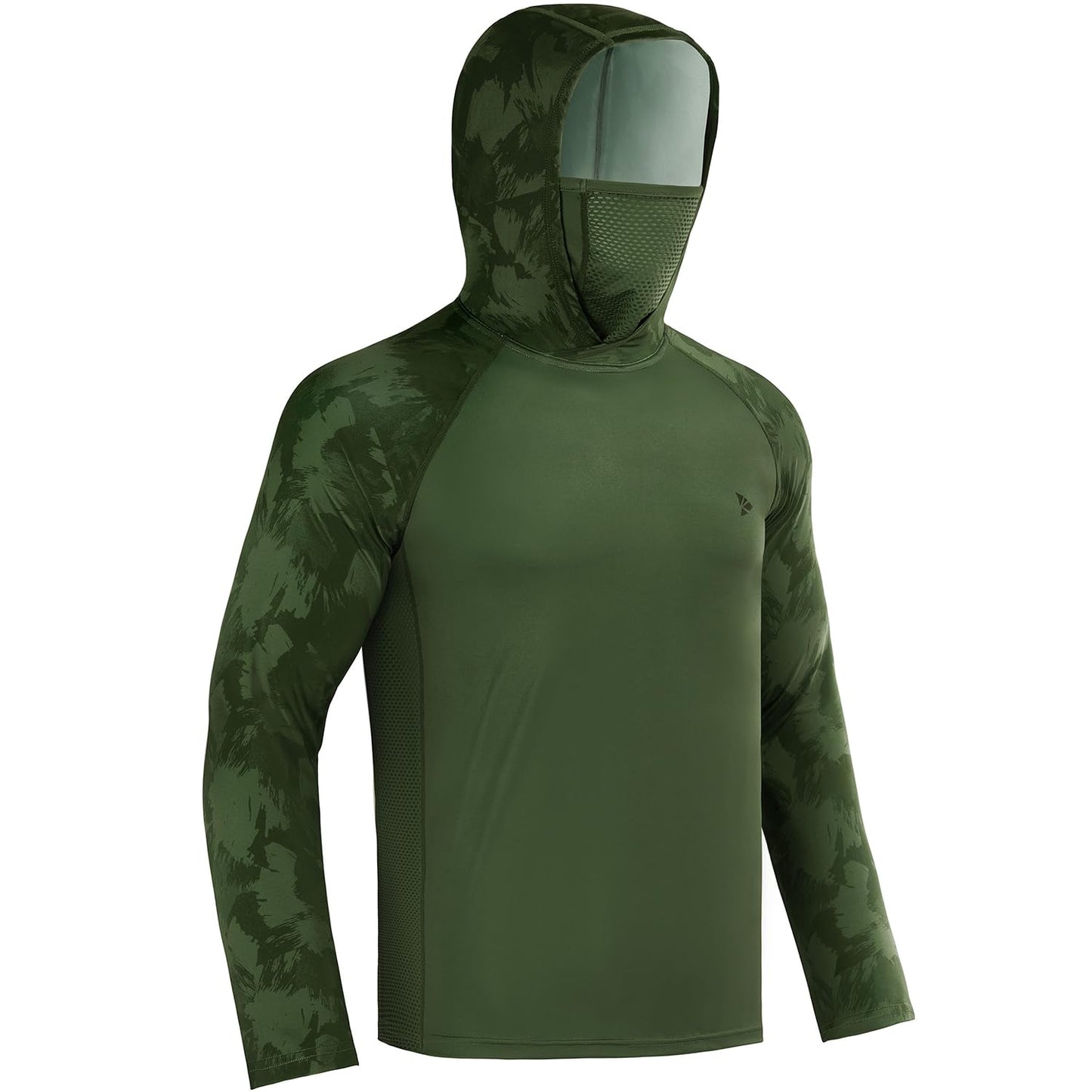 Rodeel UPF 50+ Men’s Long Sleeve Performance Fishing Hiking Shirt with Mask UV Neck Gaiter Hoodie