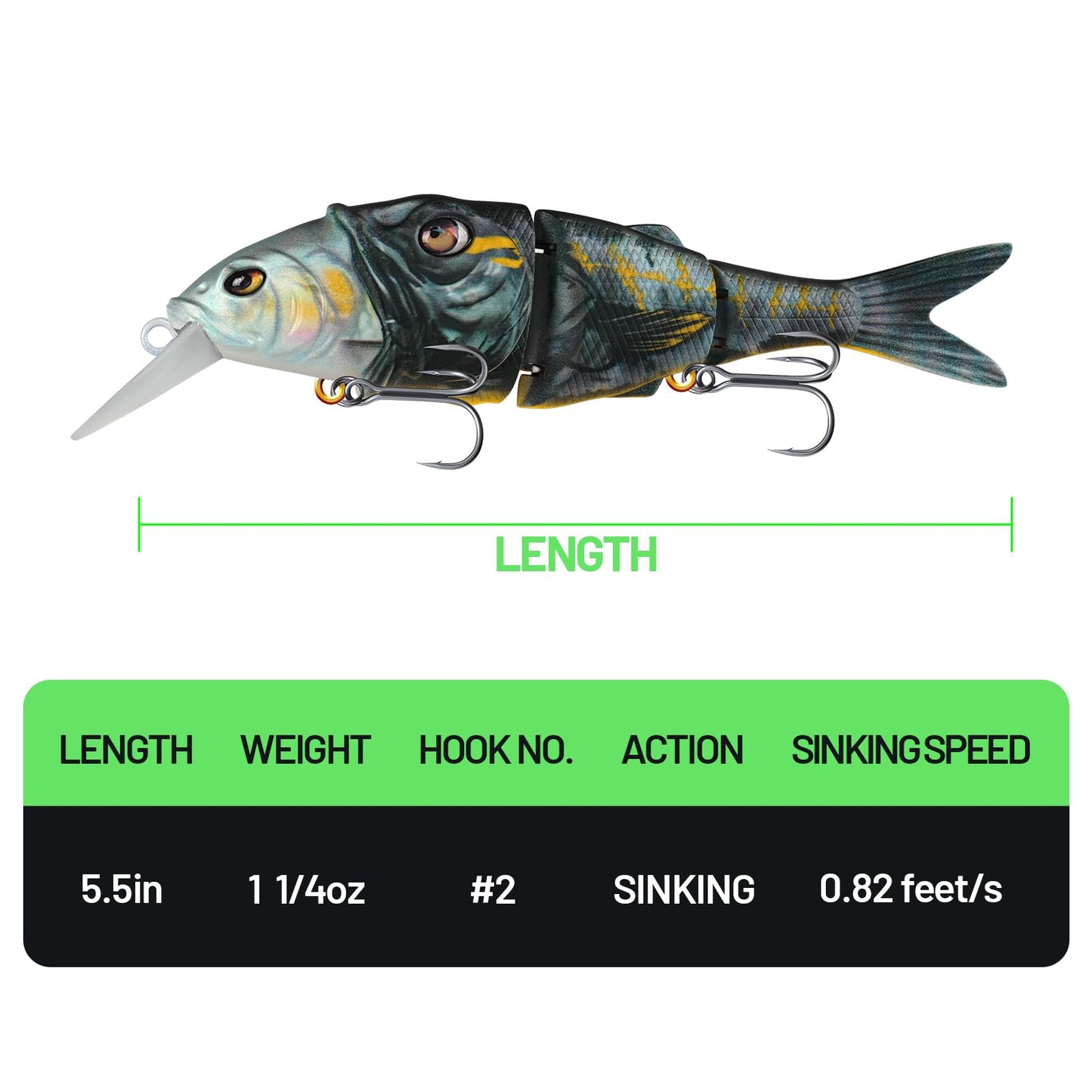 Handing Swimbaits for Bass Pike Walleye, 3 Pieces Lifelike Multi-Jointed Fishing Lures with Mustad Hooks, Fishing Bait for Freshwater and Saltwater