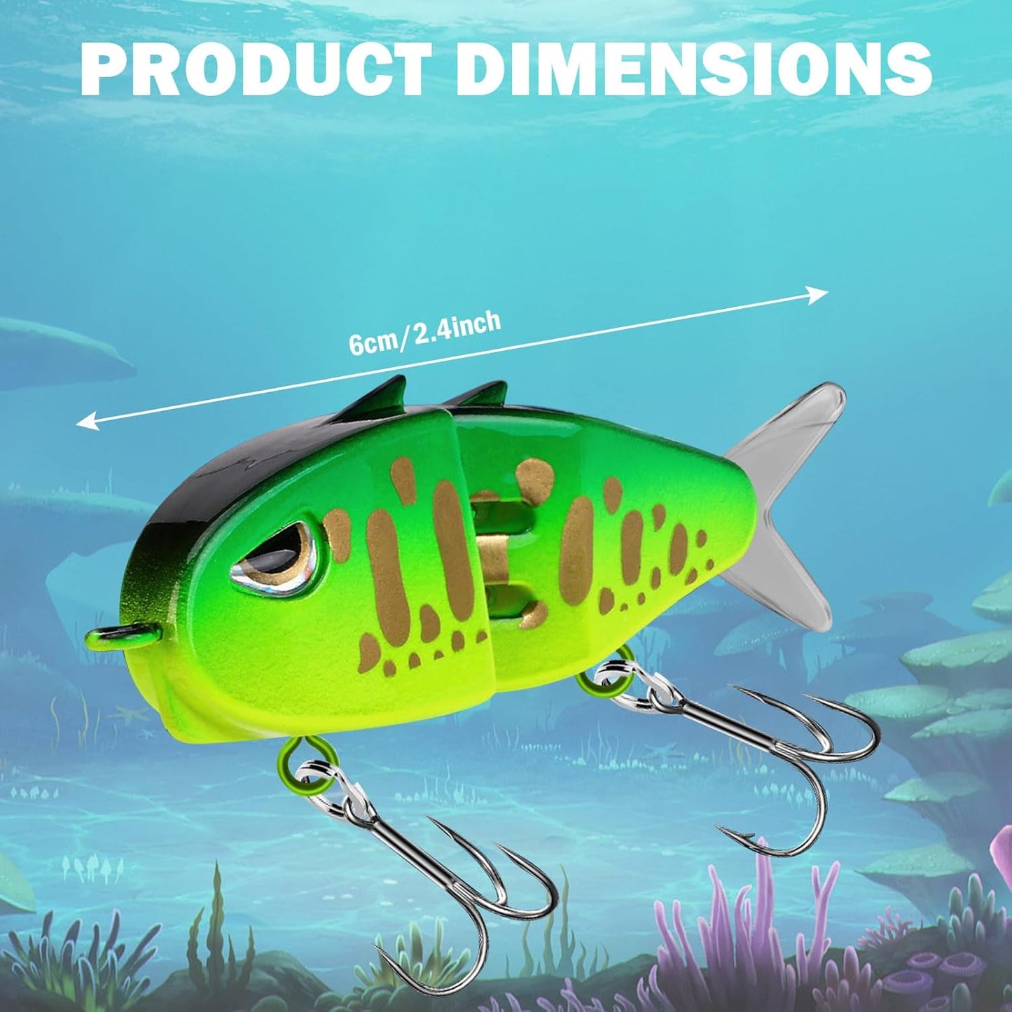 2 Pack Mini Glide Bait, Raptor Fishing Lure, Mini Swimbait, Glide Baits for Bass Amazing Fishing Gear Gifts for Family