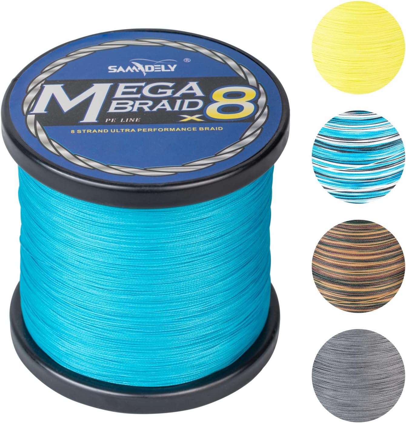 Braided Fishing Line, 8 Strands, Abrasion Resistant, No Stretch, Colored for Visibility, Saltwater/Freshwater