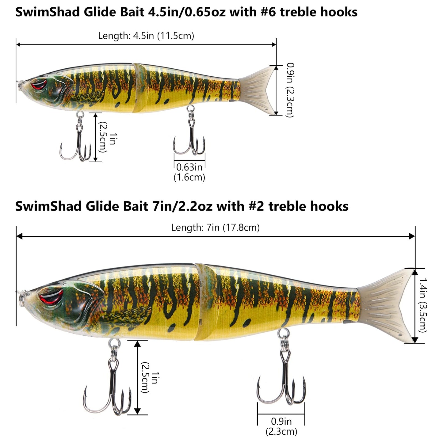 Bassdash SwimShad Glide Baits Jointed Swimbait Bass Pike Salmon Trout Muskie Fishing Lure