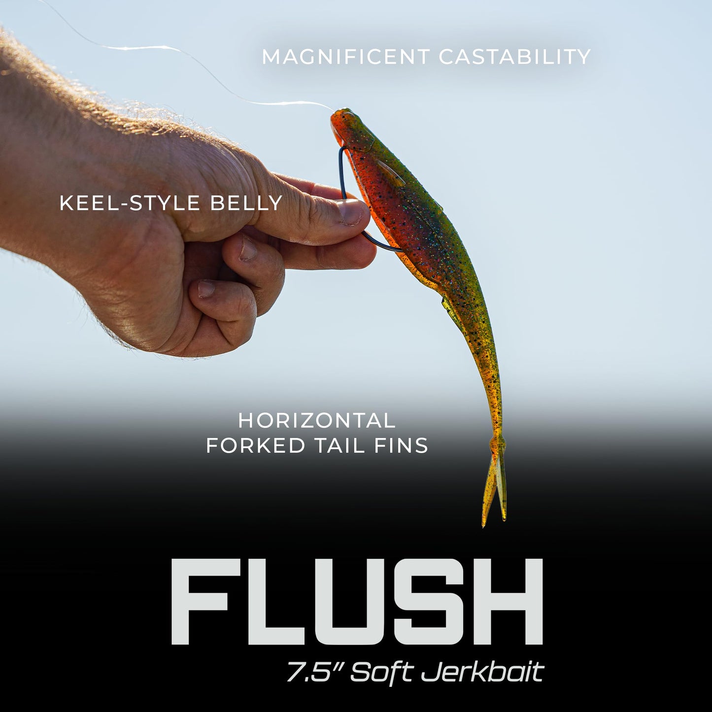 6th Sense Flush 7.5 Heavy – Bass Fishing Lure | Weighted Soft Jerkbait with Keel-Style Belly, Realistic Fins, Level Falling Action, and Ideal 6/0–7/0 Hook Pairing