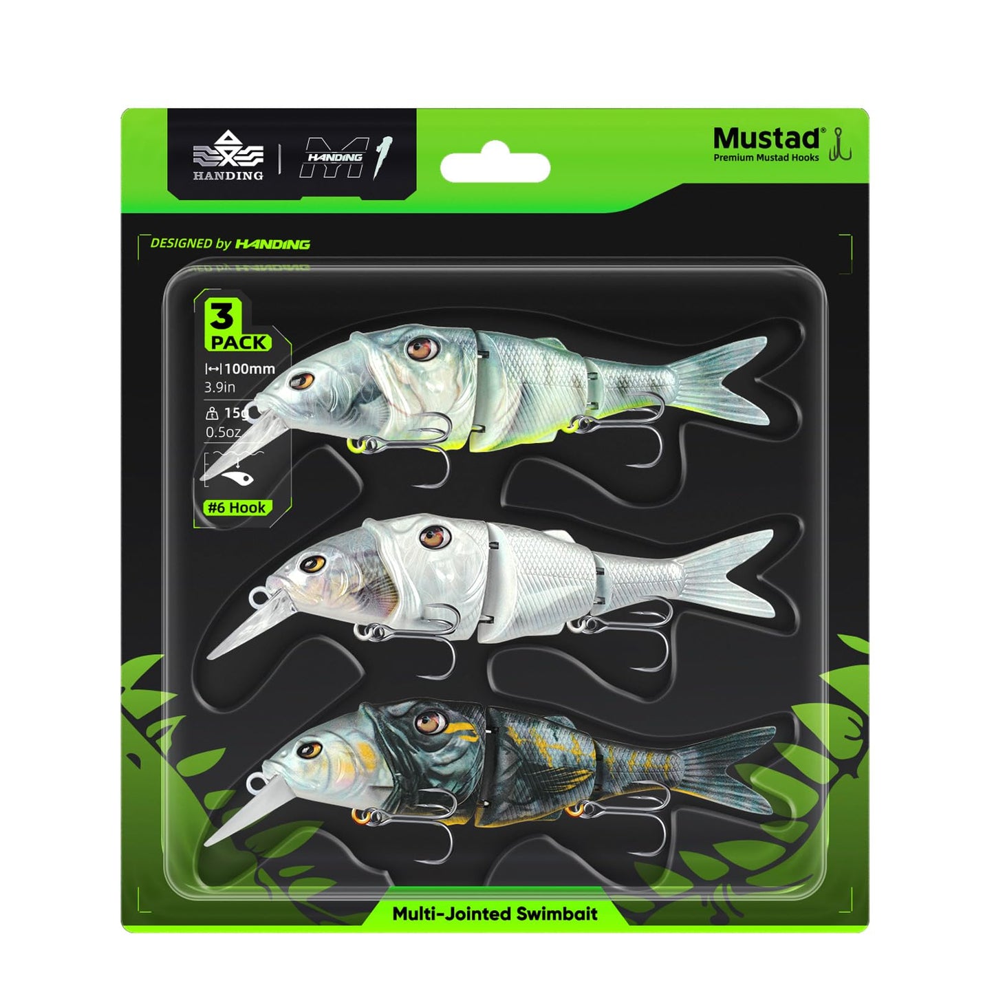Handing Swimbaits for Bass Pike Walleye, 3 Pieces Lifelike Multi-Jointed Fishing Lures with Mustad Hooks, Fishing Bait for Freshwater and Saltwater