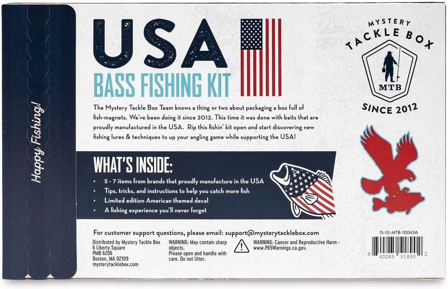 Mystery Tackle Box USA Bass Fishing Kit – 5-7 Baits for Largemouth & Smallmouth Bass – Includes Exclusive USA Decal