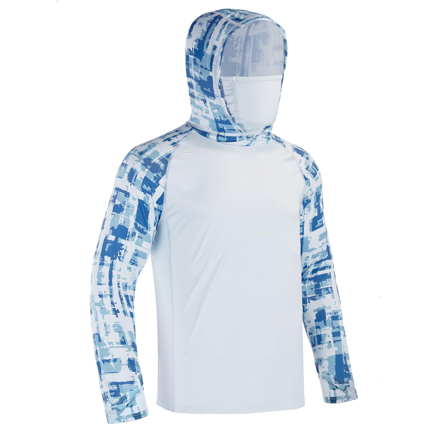 Rodeel UPF 50+ Men’s Long Sleeve Performance Fishing Hiking Shirt with Mask UV Neck Gaiter Hoodie