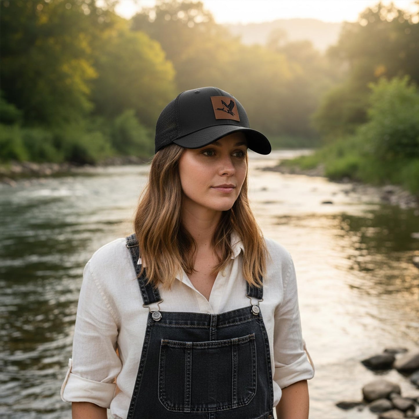 Leather Patch Trucker Hat-Adjustable Baseball Caps,Snap Back Trucker Cap Gift for Men Women Accessory