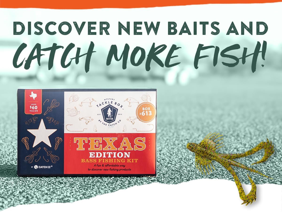 Mystery Tackle Box Texas Bass Elite Fishing Kit – 7-9 Freshwater Baits for Largemouth, Smallmouth & More – Includes Exclusive Texas Decal