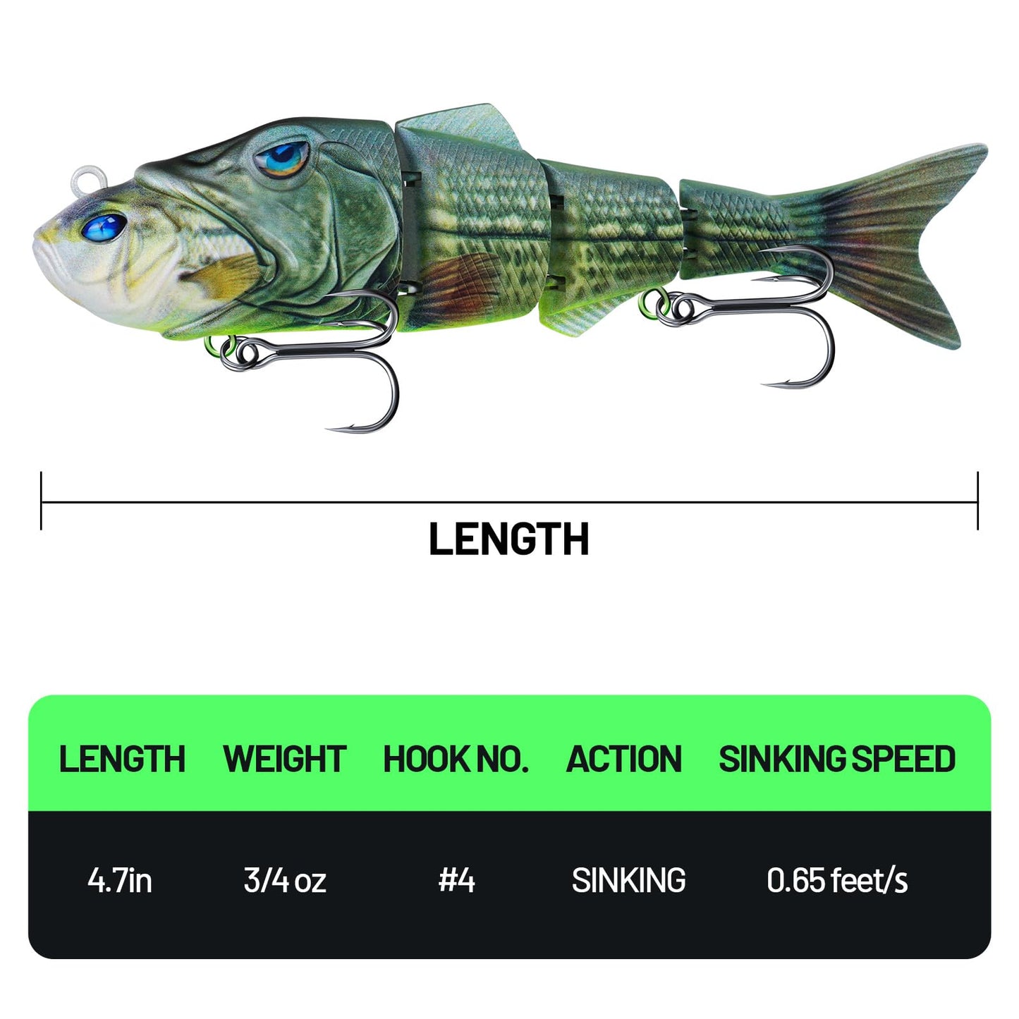 Handing Swimbaits for Bass Pike Walleye, 3 Pieces Lifelike Multi-Jointed Fishing Lures with Mustad Hooks, Fishing Bait for Freshwater and Saltwater