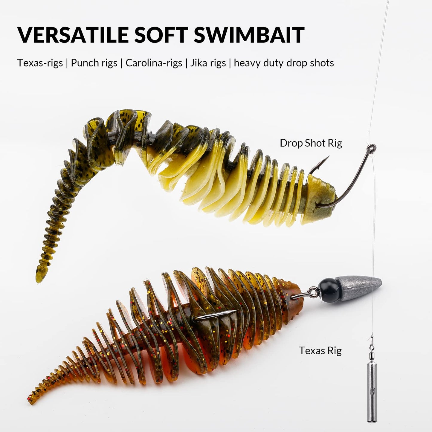 THKFISH Soft Swimbait 5/6 PCS or 15/18 PCS Soft Plastic Fishing Lures Bass Lures Swim Baits Lures for Bass Fishing Worms for Bass