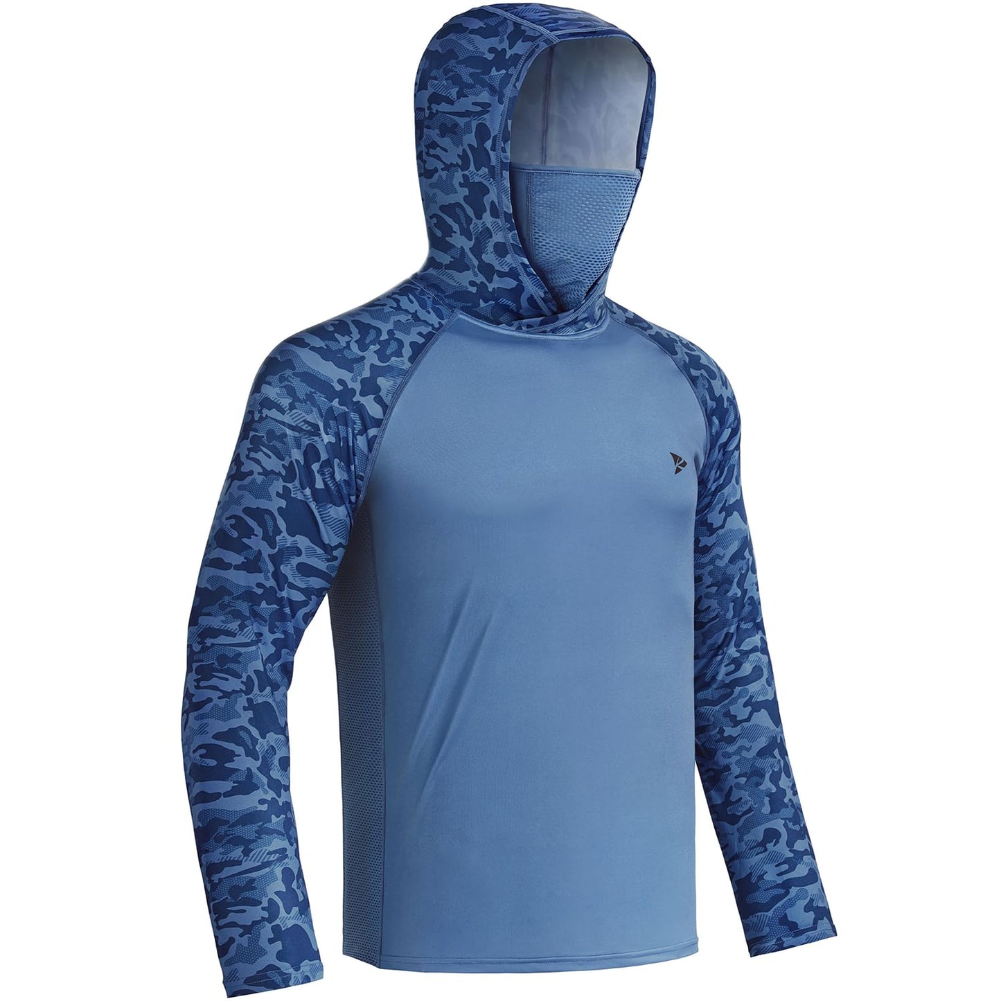 Rodeel UPF 50+ Men’s Long Sleeve Performance Fishing Hiking Shirt with Mask UV Neck Gaiter Hoodie