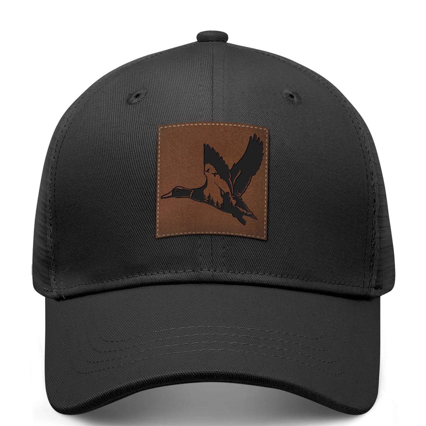 Leather Patch Trucker Hat-Adjustable Baseball Caps,Snap Back Trucker Cap Gift for Men Women Accessory