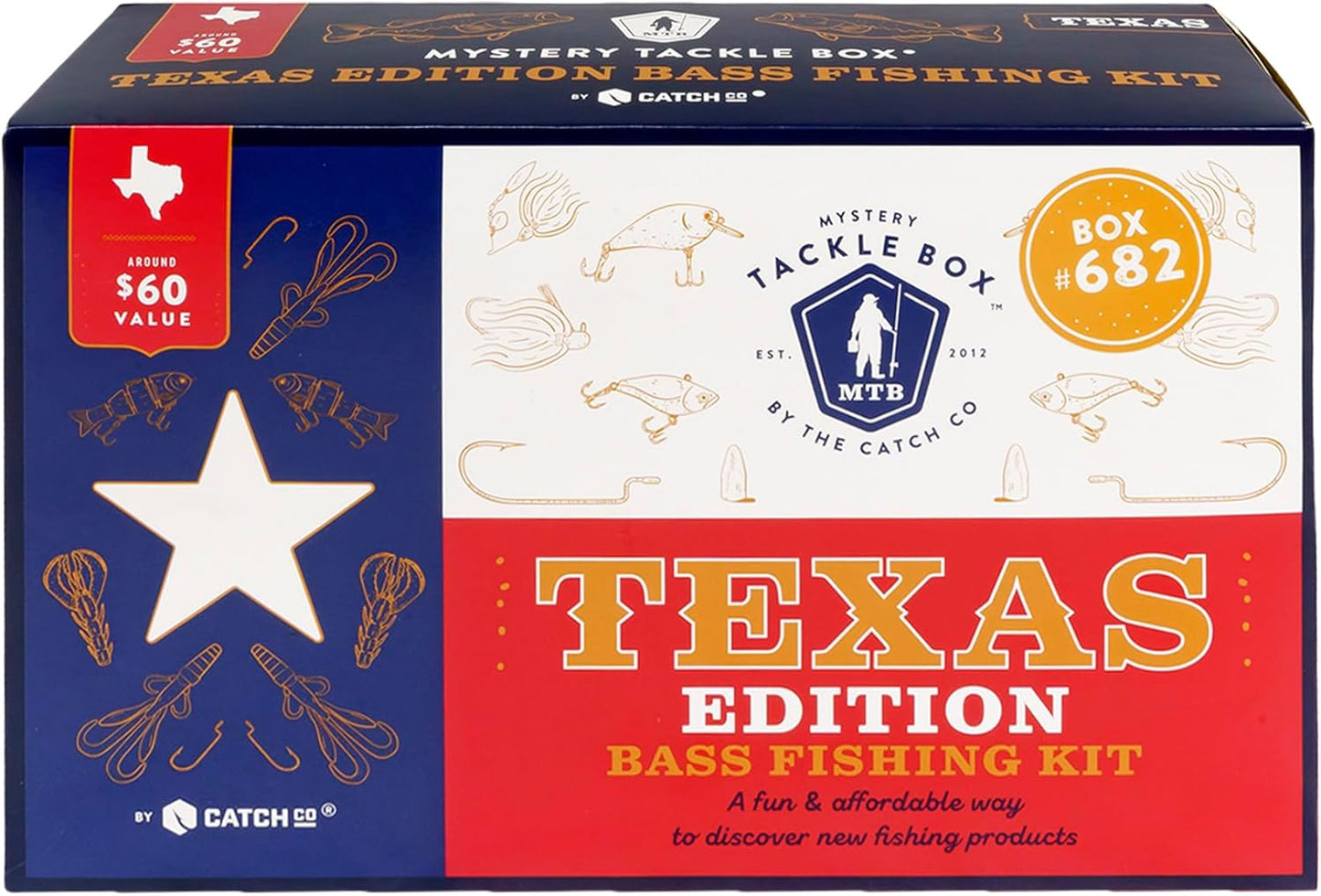 Mystery Tackle Box Texas Bass Elite Fishing Kit – 7-9 Freshwater Baits for Largemouth, Smallmouth & More – Includes Exclusive Texas Decal