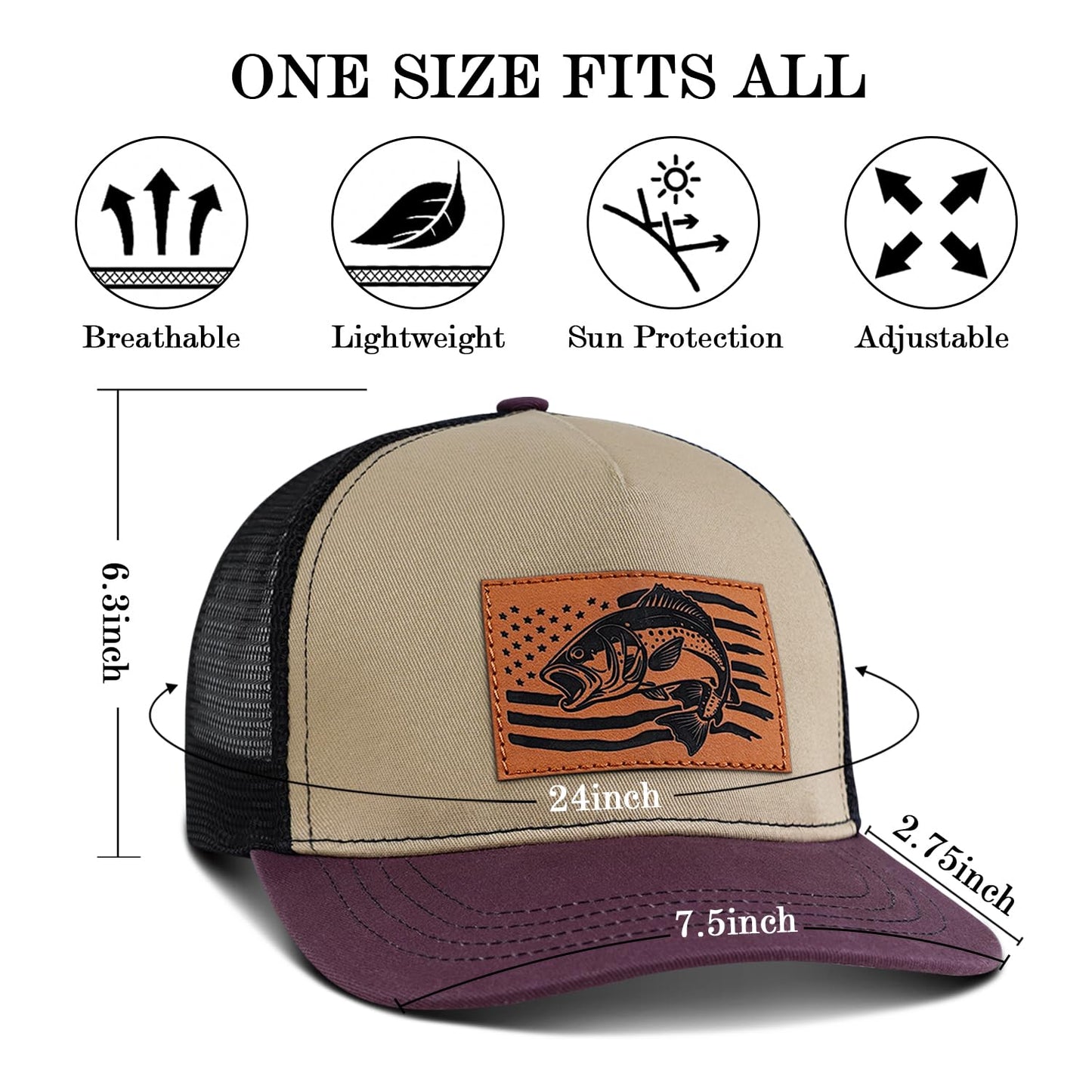 Fishing Hat for Men, Fishing Hat Gifts for Fisherman, Fathers Day Hat Gift for Men, Birthday Gift for Dad