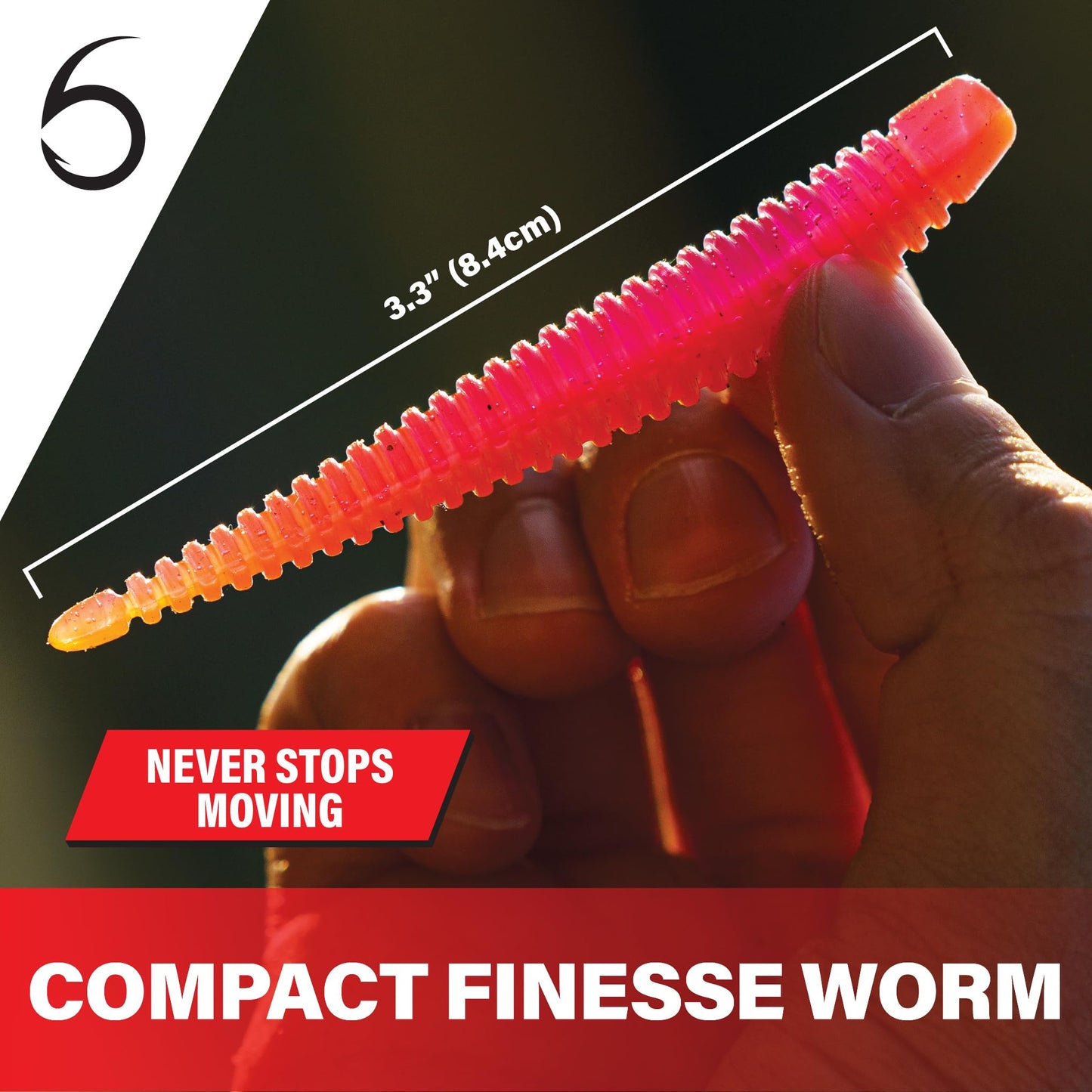 6th Sense – Boosa Ned 3.3 – Finesse Ned Worm – Bass Fishing – Ribbed Body Shimmy Tail – Divine Ned Jig Heads - Made in The USA