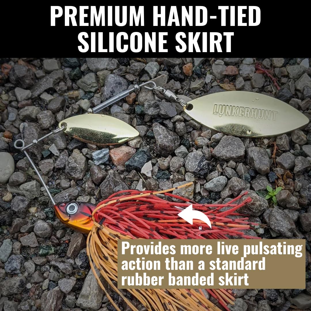 Lunkerhunt Impact Ignite | Spinnerbaits with 2 Willow Leaf Blades | Sink Fast Fishing Lure for Bass and Trout | Silicon Skirt, Swim Jig Saltwater and Deep Water Fishing Bait