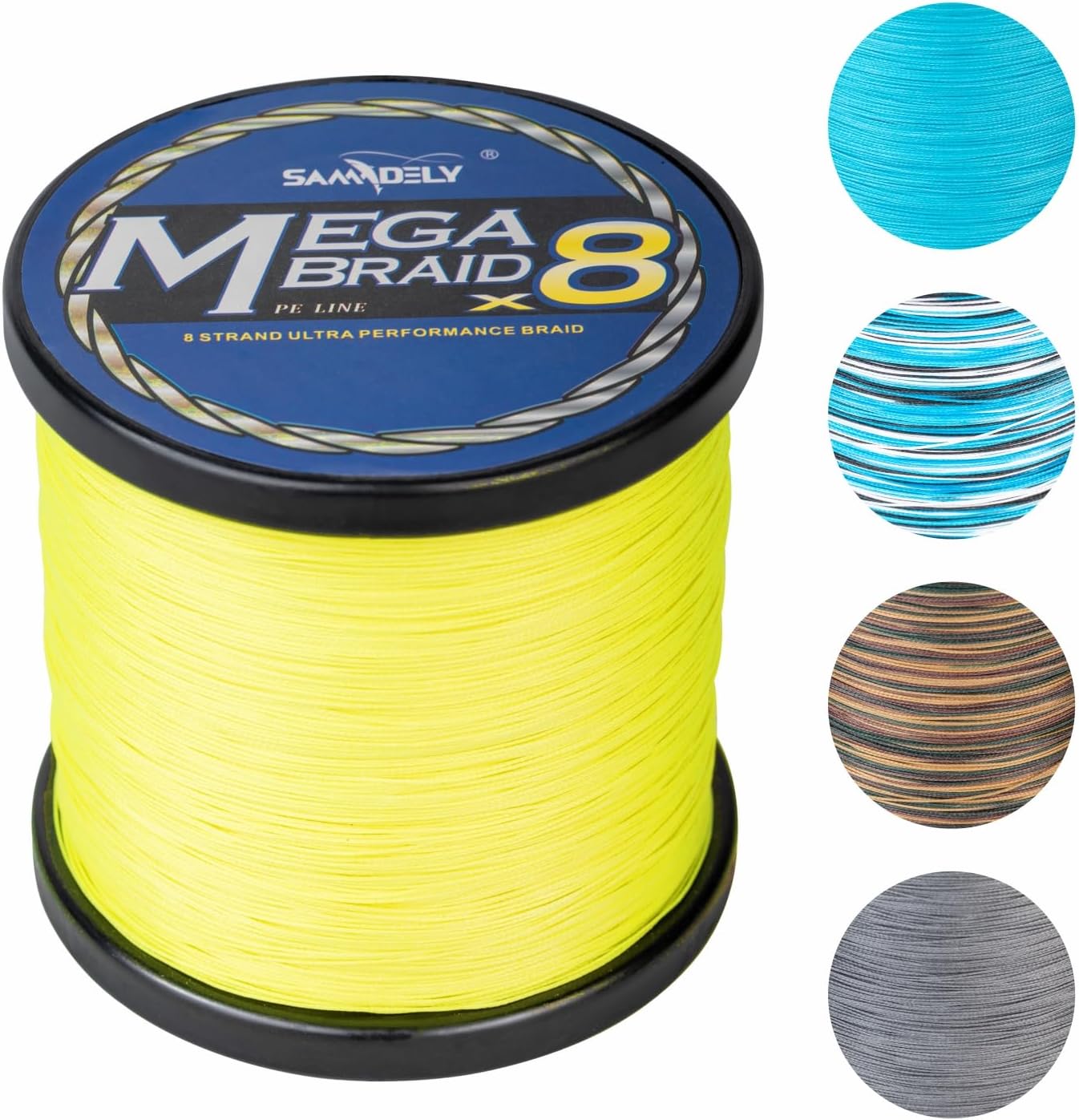 Braided Fishing Line, 8 Strands, Abrasion Resistant, No Stretch, Colored for Visibility, Saltwater/Freshwater