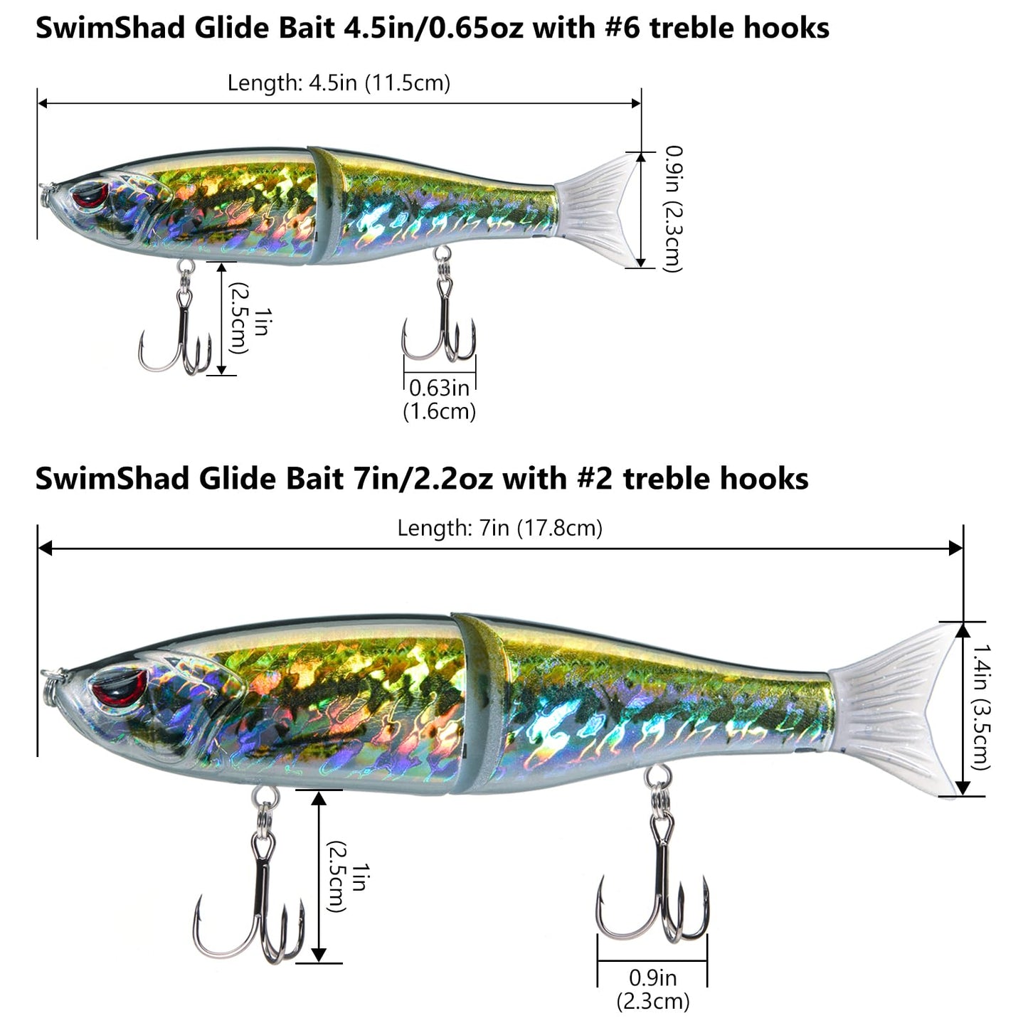 Bassdash SwimShad Glide Baits Jointed Swimbait Bass Pike Salmon Trout Muskie Fishing Lure