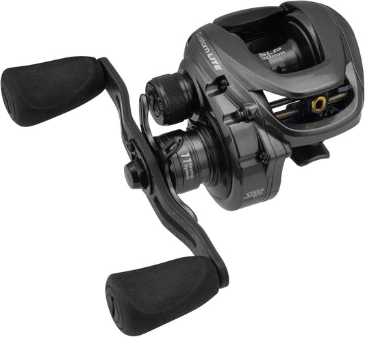 Lew’s Custom Lite SS Baitcast Fishing Reel, 10+1 Double Shielded Bearings, 7.5:1 Gear Ratio, Super Shallow 30 mm Spool, Tanso Tech Frame, Carbon Fiber Drag, Carbon Gray