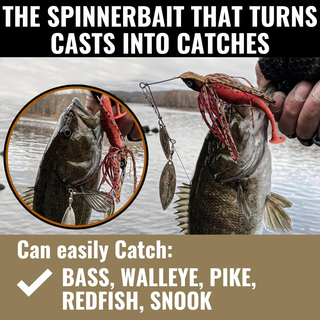 Lunkerhunt Impact Ignite | Spinnerbaits with 2 Willow Leaf Blades | Sink Fast Fishing Lure for Bass and Trout | Silicon Skirt, Swim Jig Saltwater and Deep Water Fishing Bait