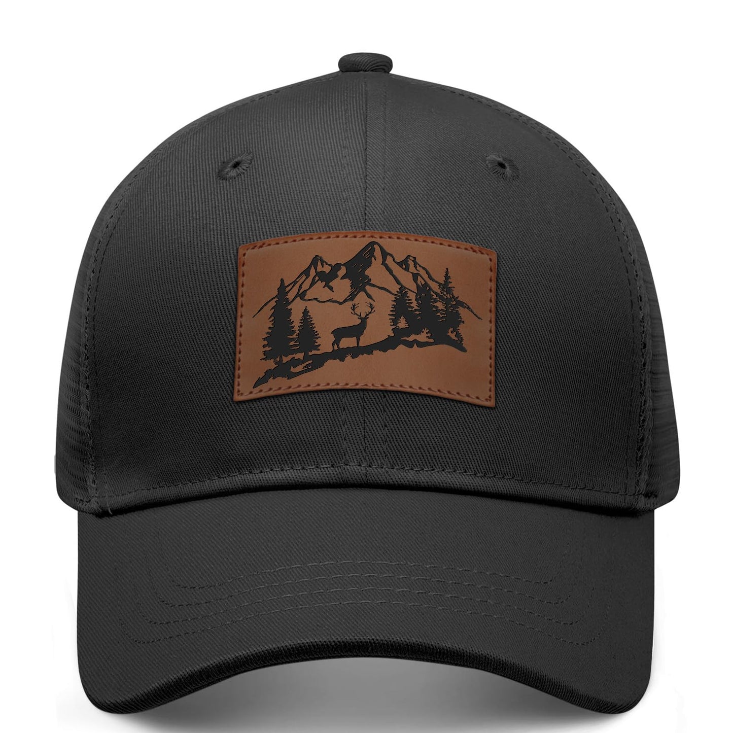 Leather Patch Trucker Hat-Adjustable Baseball Caps,Snap Back Trucker Cap Gift for Men Women Accessory