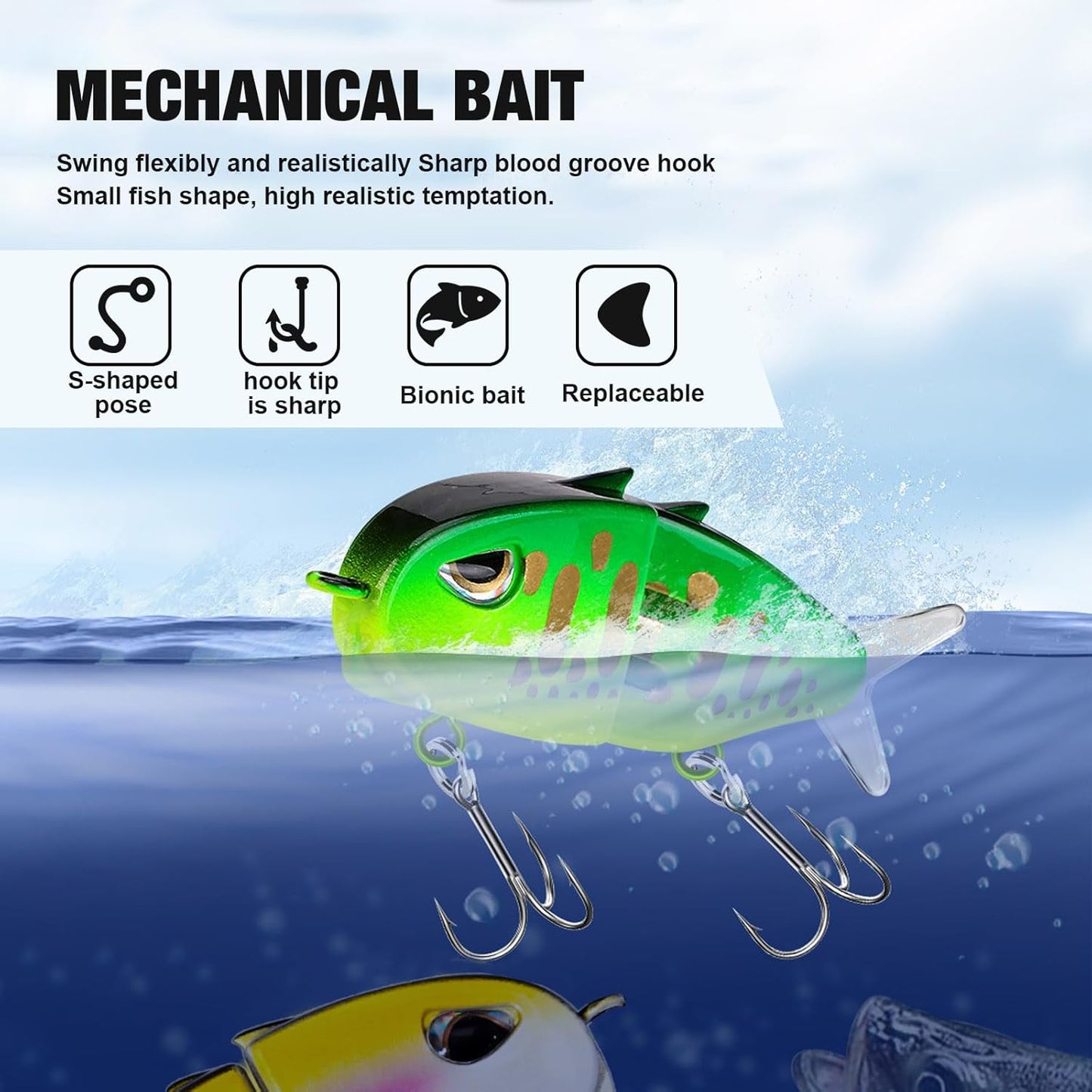 2 Pack Mini Glide Bait, Raptor Fishing Lure, Mini Swimbait, Glide Baits for Bass Amazing Fishing Gear Gifts for Family