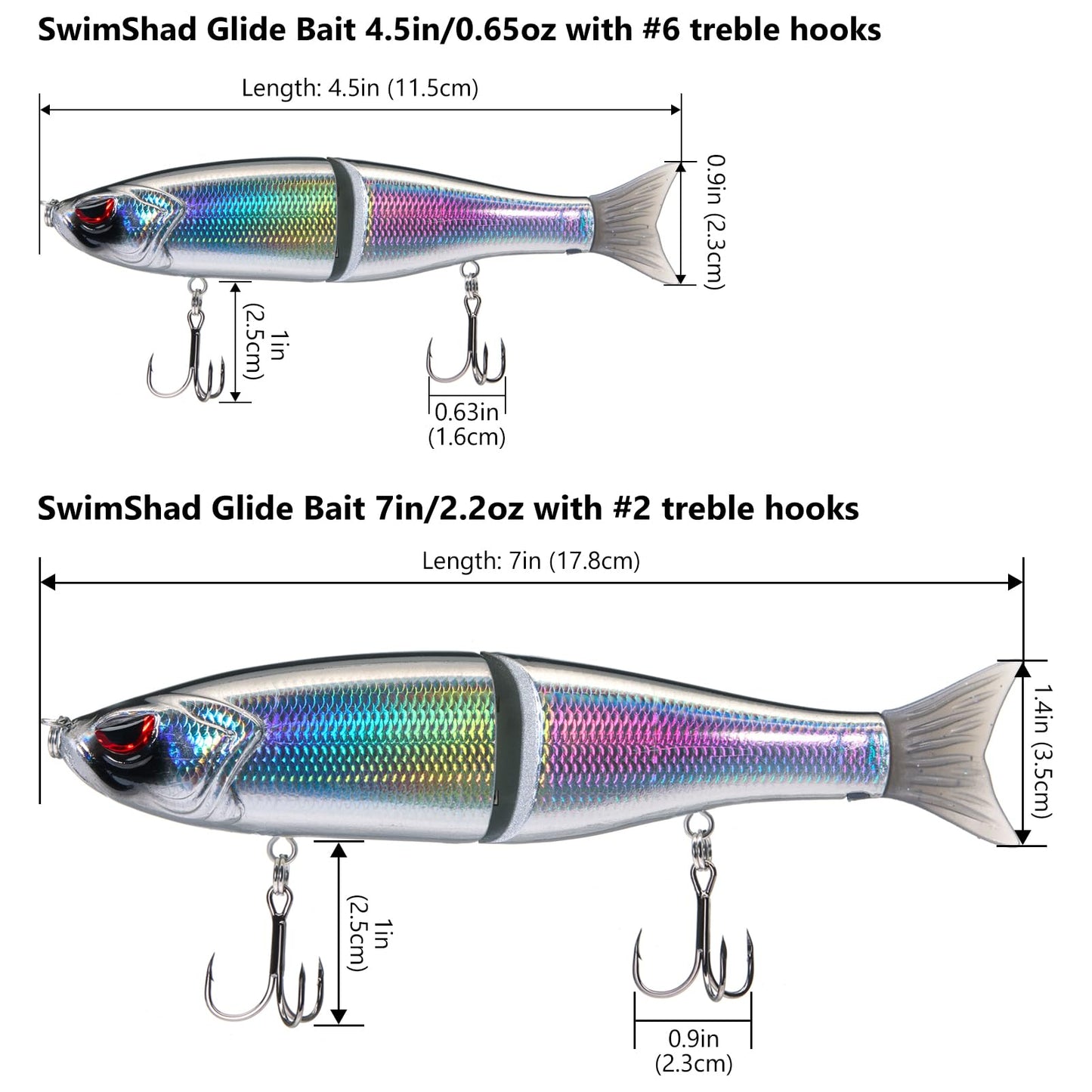 Bassdash SwimShad Glide Baits Jointed Swimbait Bass Pike Salmon Trout Muskie Fishing Lure
